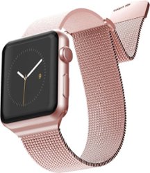 Raptic - Hybrid Mesh Watch Band for Apple Watch® 42mm, 44mm, 45mm - Rose Gold - Angle_Zoom