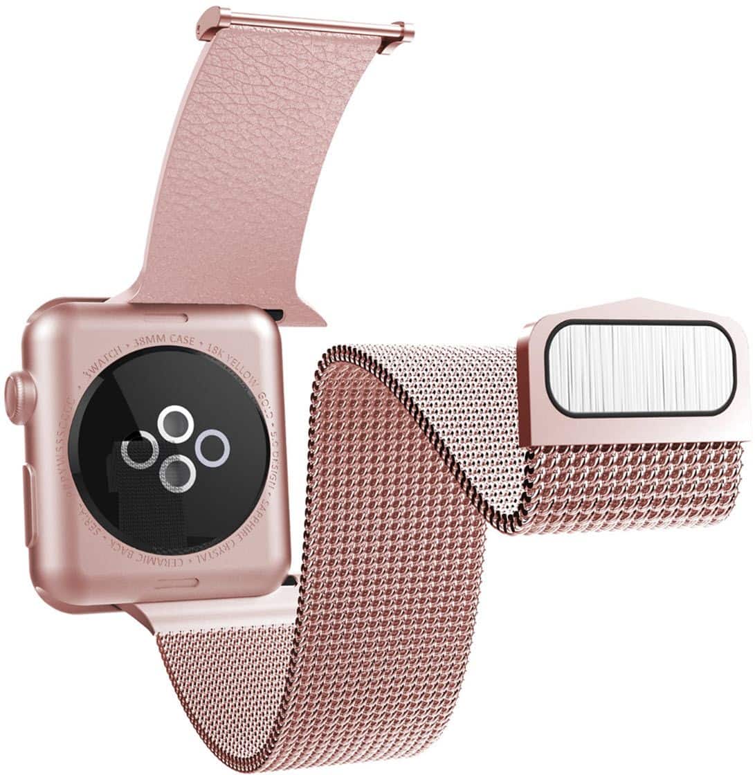 Alt View 12. Raptic - Hybrid Mesh Watch Band for Apple Watch® 42mm, 44mm, 45mm - Rose Gold.