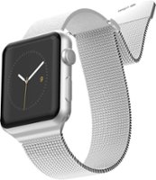 Raptic - Hybrid Mesh Watch Band for Apple Watch® 38mm, 40mm and Series 7, 41mm - Silver/White - Angle_Zoom