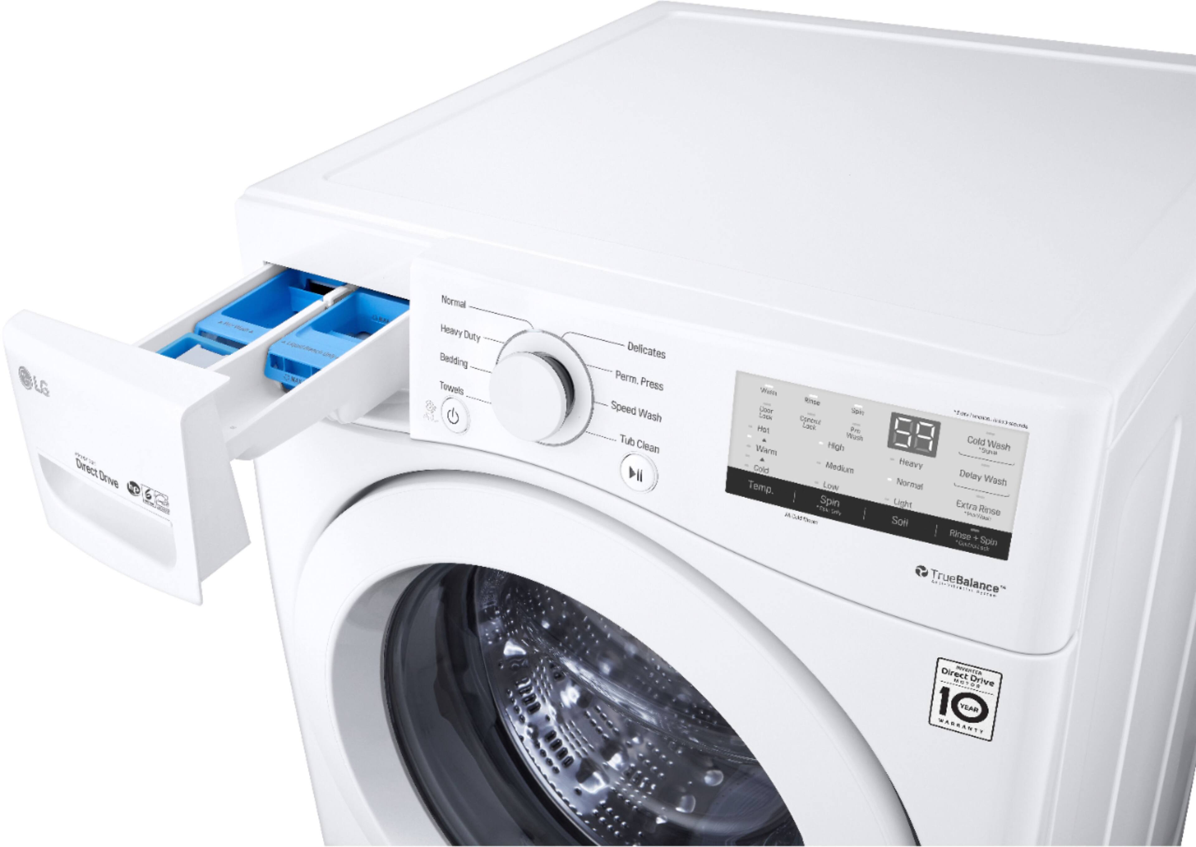 Alt View 17. LG - 4.5 Cu. Ft. High Efficiency Stackable Front-Load Washer with 6Motion Technology - White.
