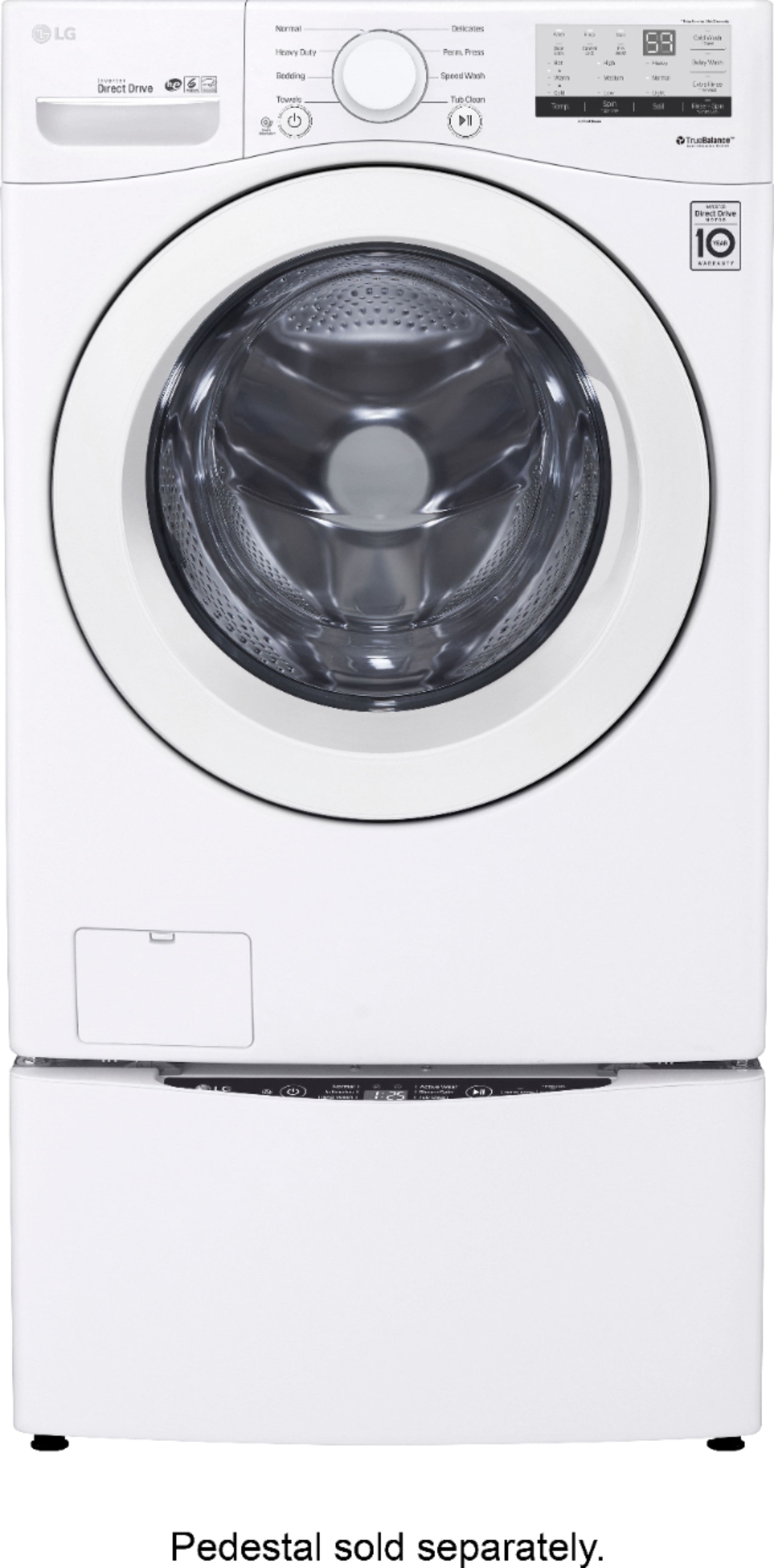 Alt View 4. LG - 4.5 Cu. Ft. High Efficiency Stackable Front-Load Washer with 6Motion Technology - White.