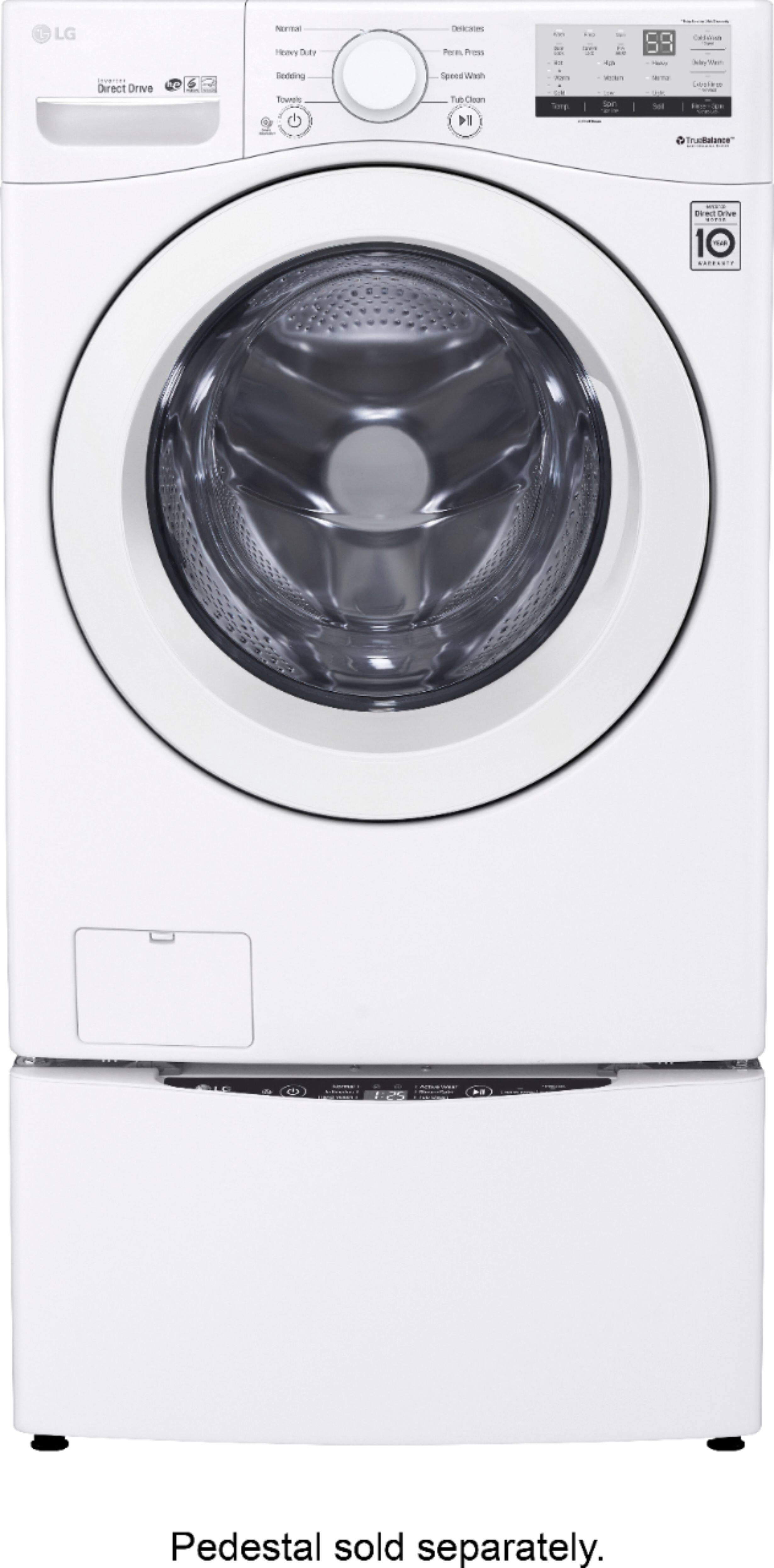 Alt View 4. LG - 4.5 Cu. Ft. High Efficiency Stackable Front-Load Washer with 6Motion Technology - White.