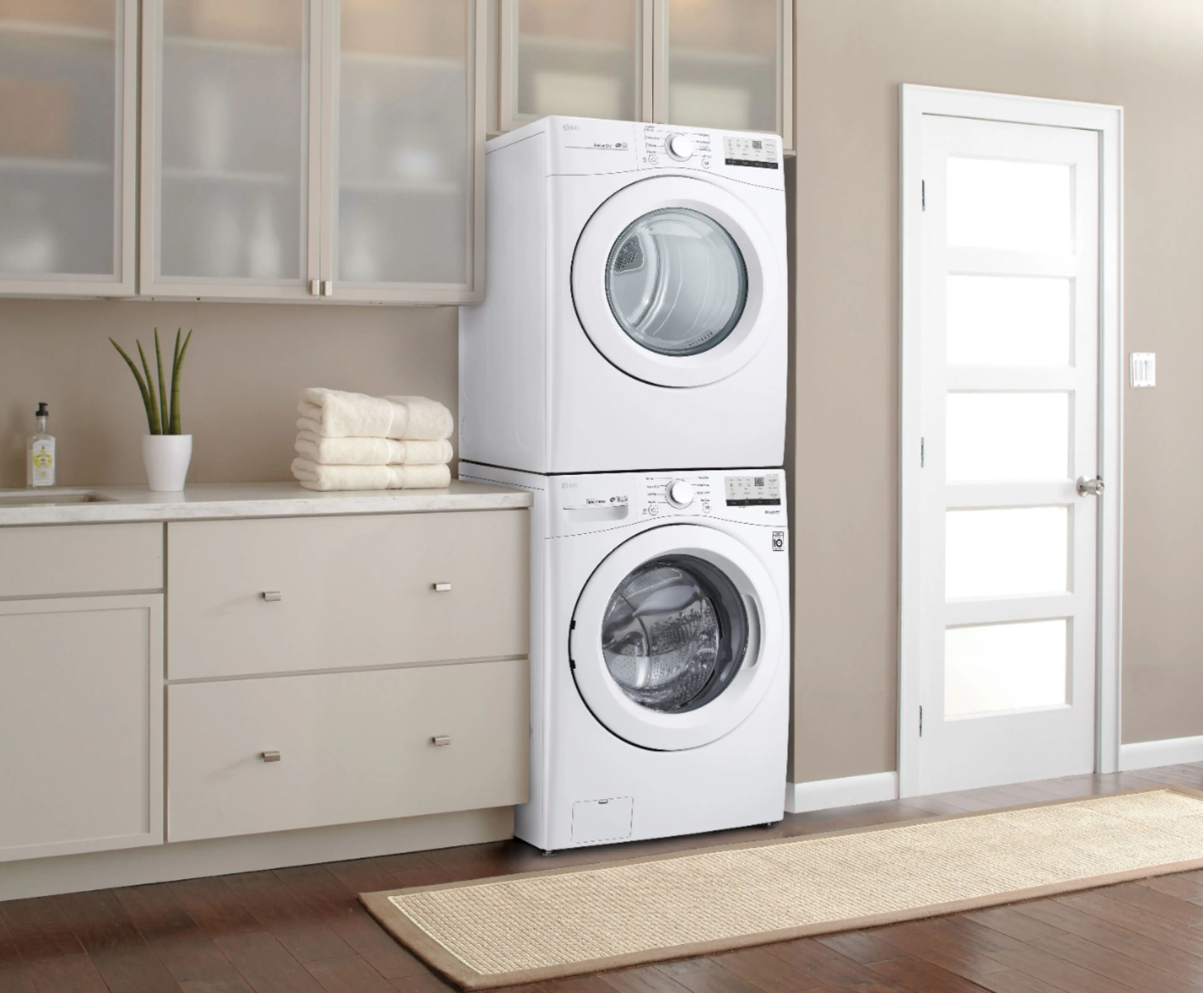 Alt View 28. LG - 4.5 Cu. Ft. High Efficiency Stackable Front-Load Washer with 6Motion Technology - White.