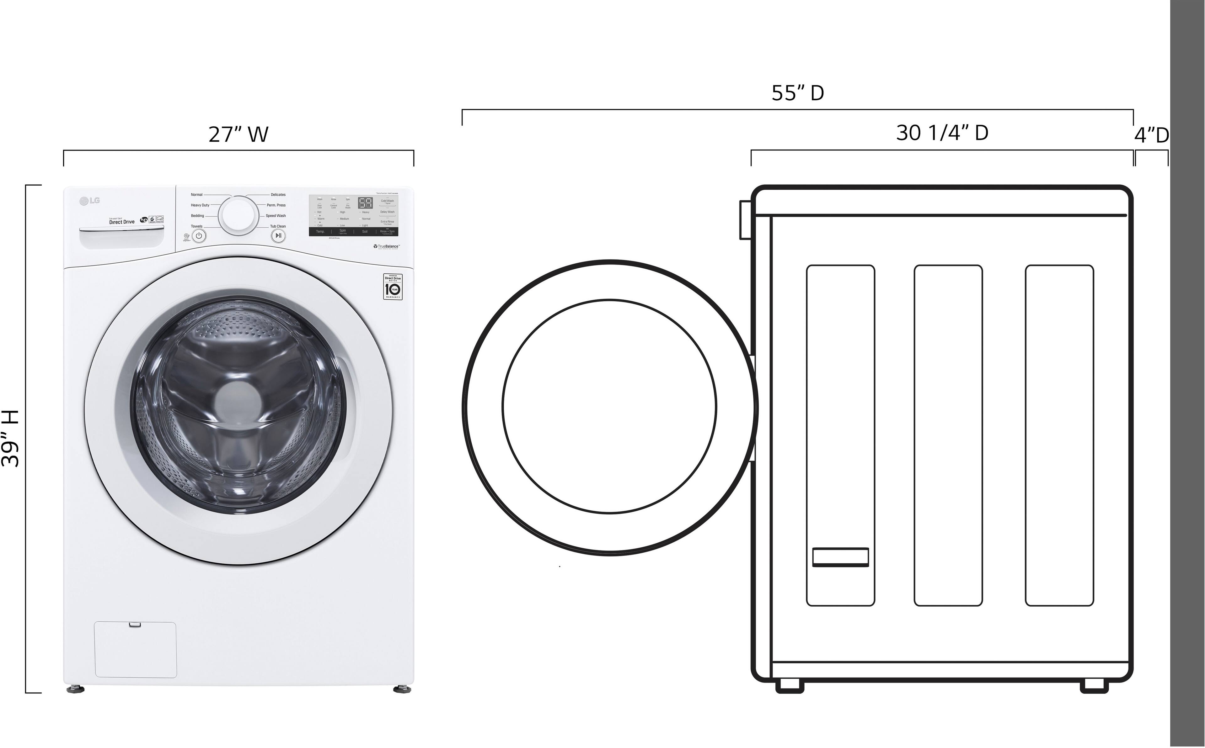 Alt View 3. LG - 4.5 Cu. Ft. High Efficiency Stackable Front-Load Washer with 6Motion Technology - White.