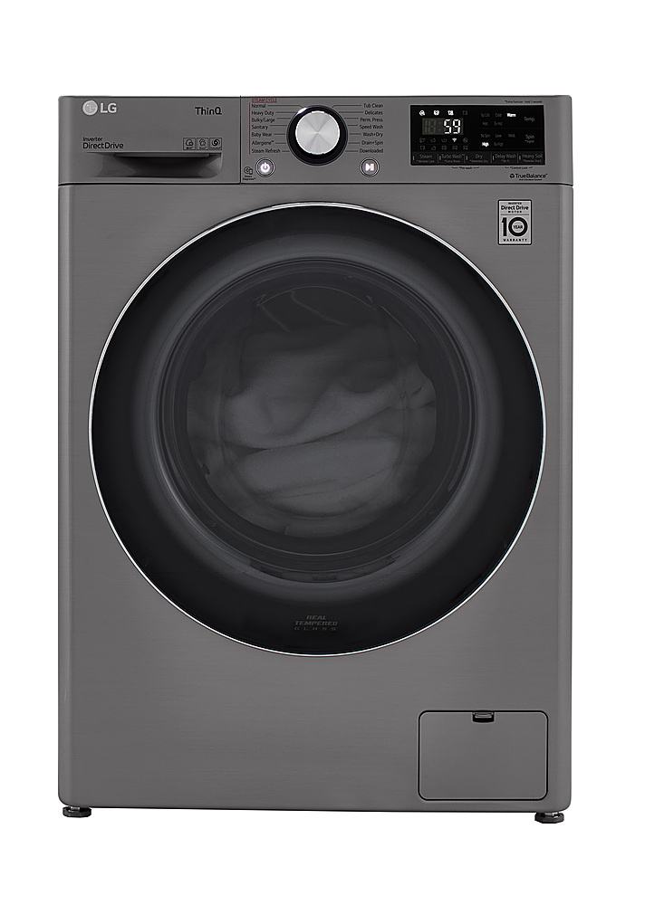 LG 2.4 Cu. Ft. High-Efficiency Smart Front Load Washer and Electric Dryer  Combo with Steam and Sensor Dry Graphite Steel WM3555HVA - Best Buy