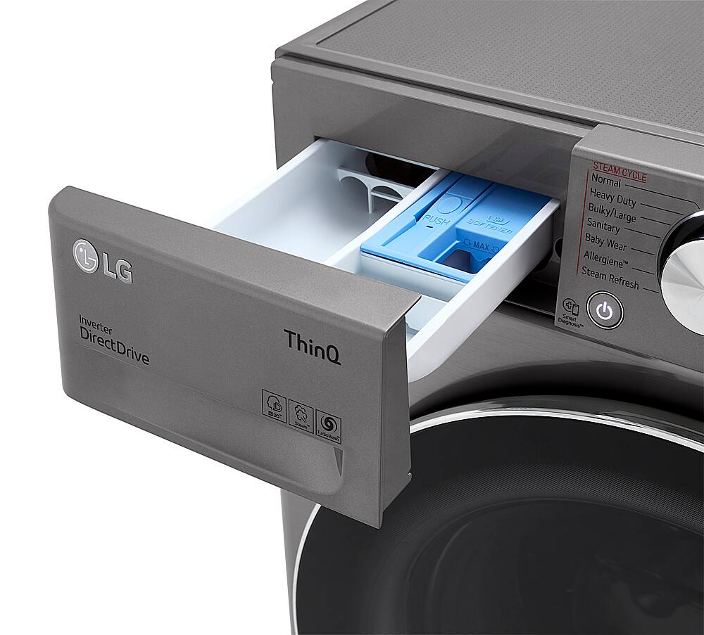 Alt View 14. LG - 2.4 Cu. Ft. High-Efficiency Smart Front Load Washer and Electric Dryer Combo with Steam and Sensor Dry - Graphite Steel.