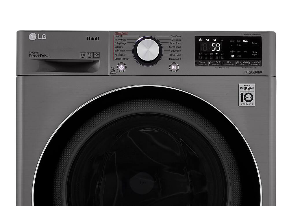 Alt View 16. LG - 2.4 Cu. Ft. High-Efficiency Smart Front Load Washer and Electric Dryer Combo with Steam and Sensor Dry - Graphite Steel.