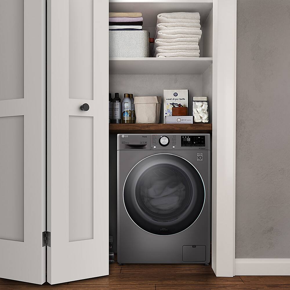 Alt View 18. LG - 2.4 Cu. Ft. High-Efficiency Smart Front Load Washer and Electric Dryer Combo with Steam and Sensor Dry - Graphite Steel.