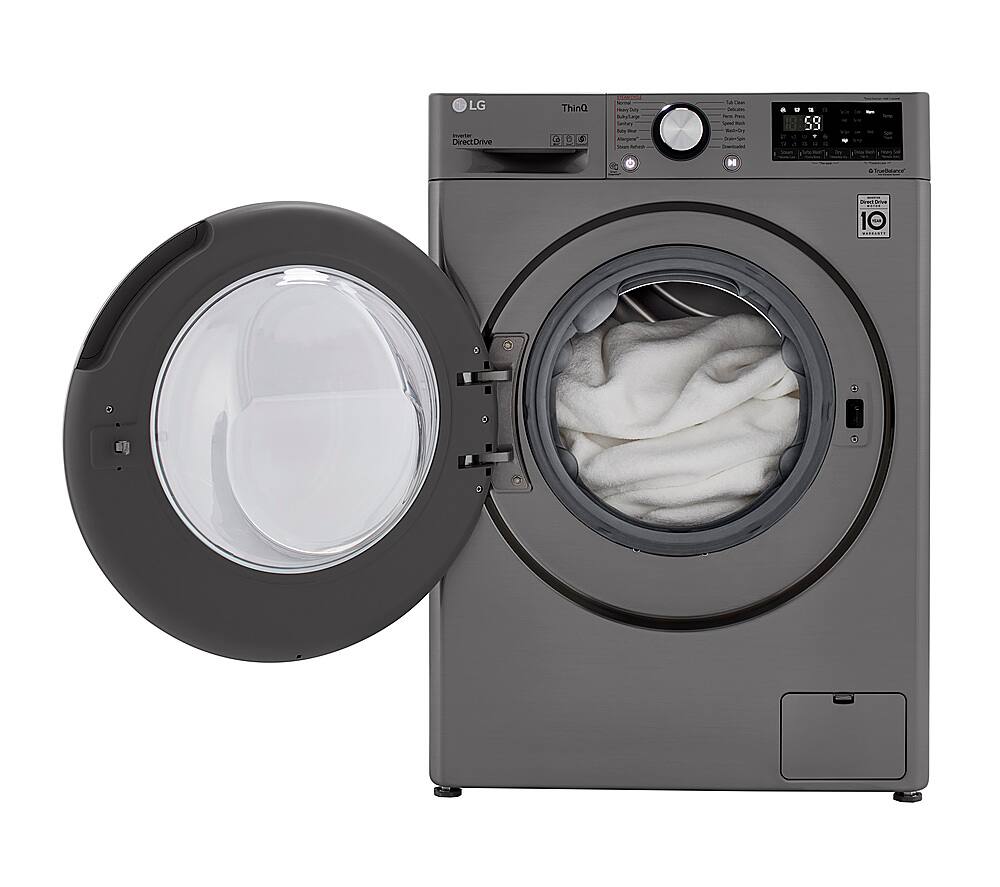 Alt View 19. LG - 2.4 Cu. Ft. High-Efficiency Smart Front Load Washer and Electric Dryer Combo with Steam and Sensor Dry - Graphite Steel.