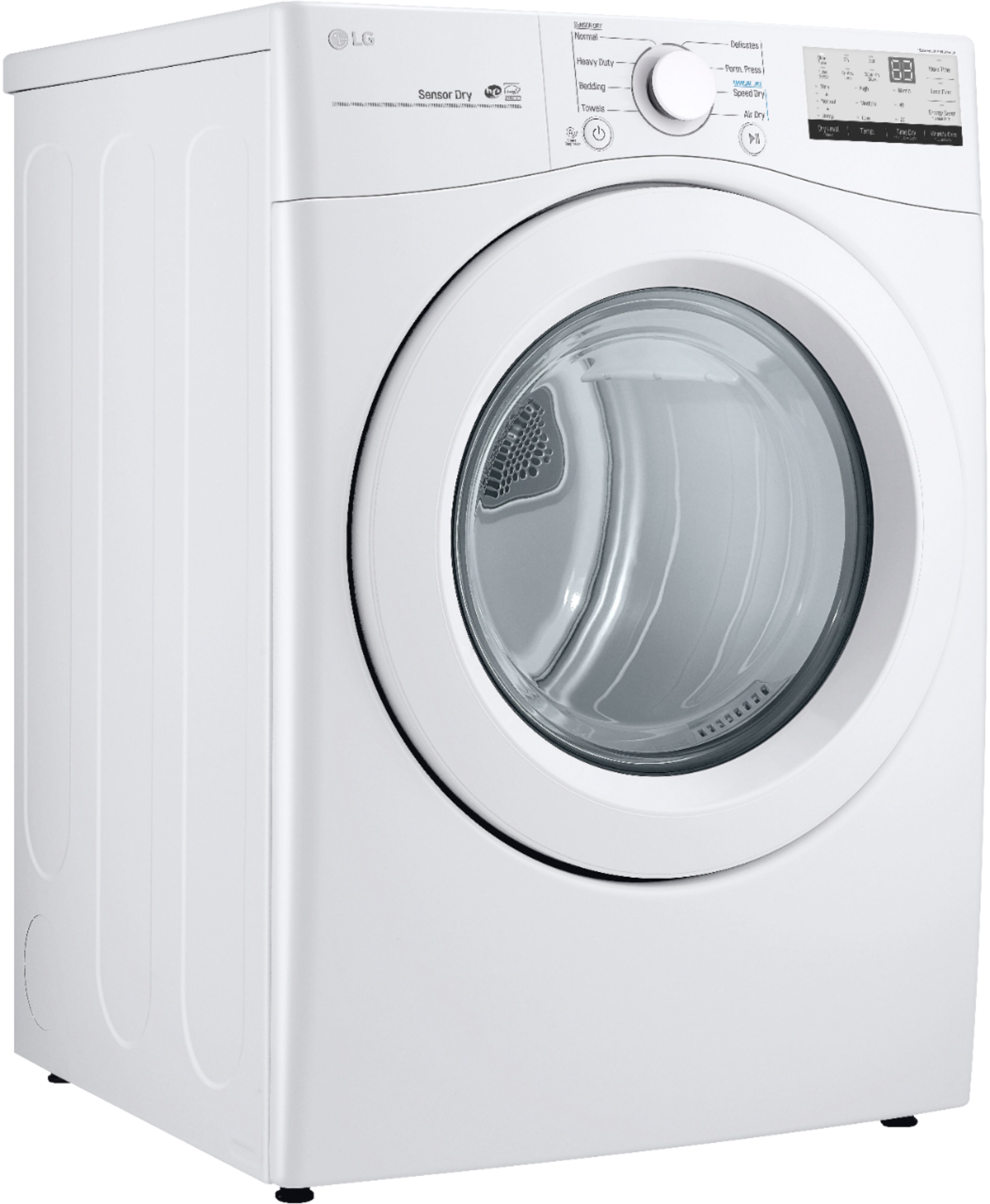 Angle View: LG - 7.4 Cu. Ft. Stackable Electric Dryer with FlowSense™ - White