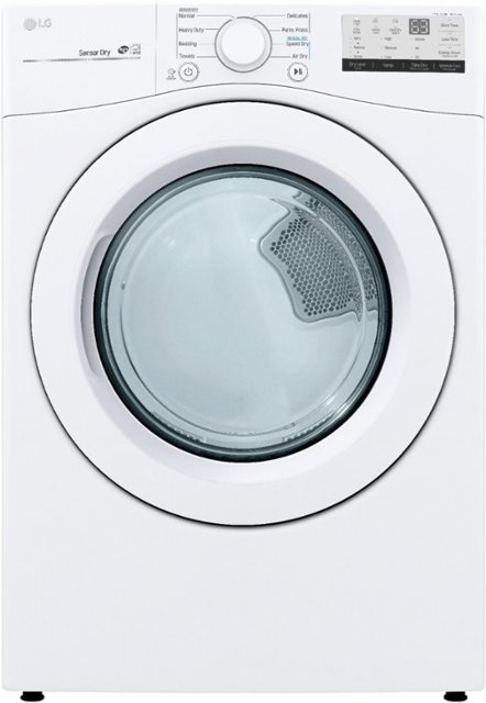 Front Zoom. LG - 7.4 Cu. Ft. Stackable Electric Dryer with FlowSense™ - White.