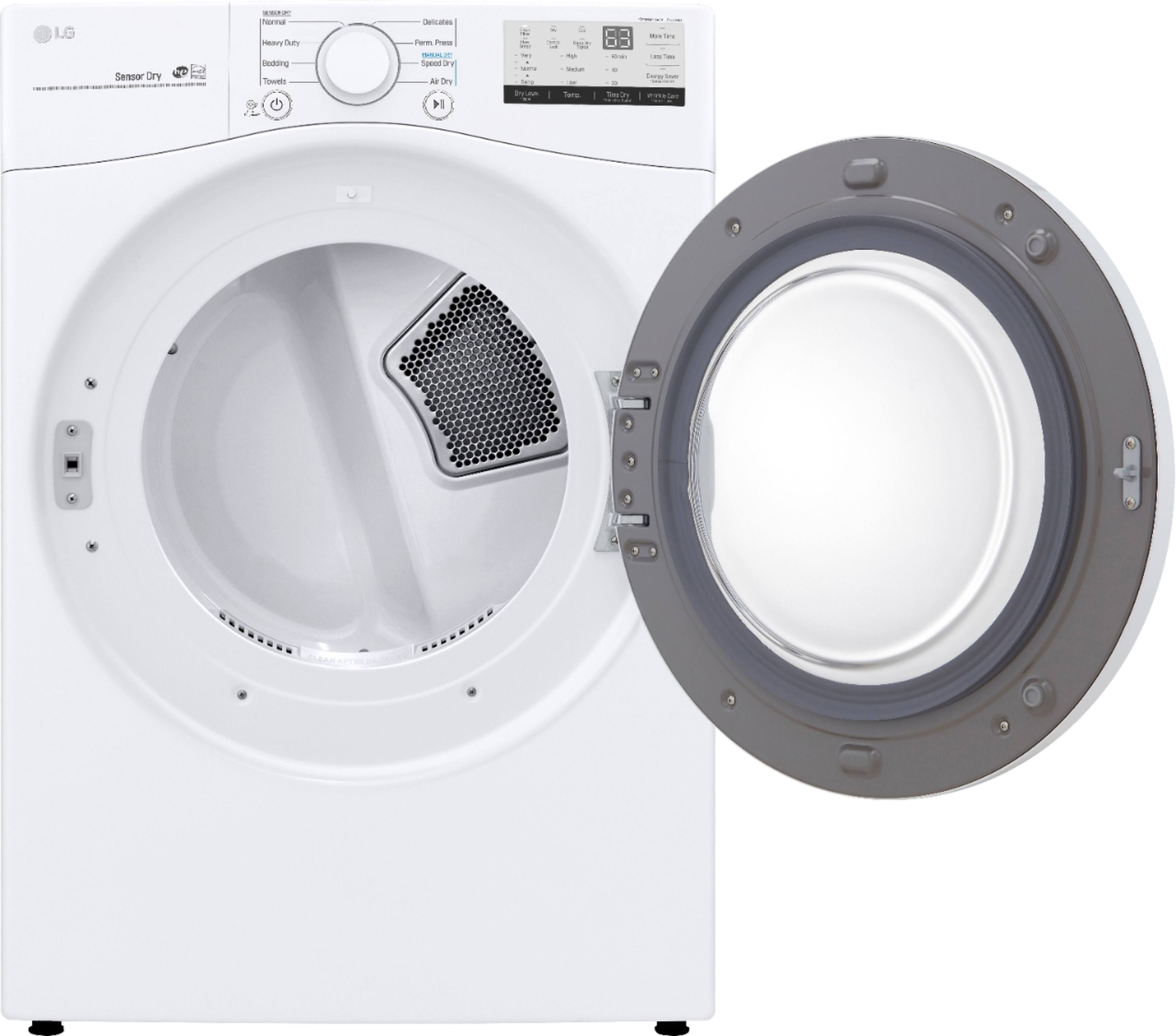 Alt View 14. LG - 7.4 Cu. Ft. Stackable Electric Dryer with FlowSense - White.