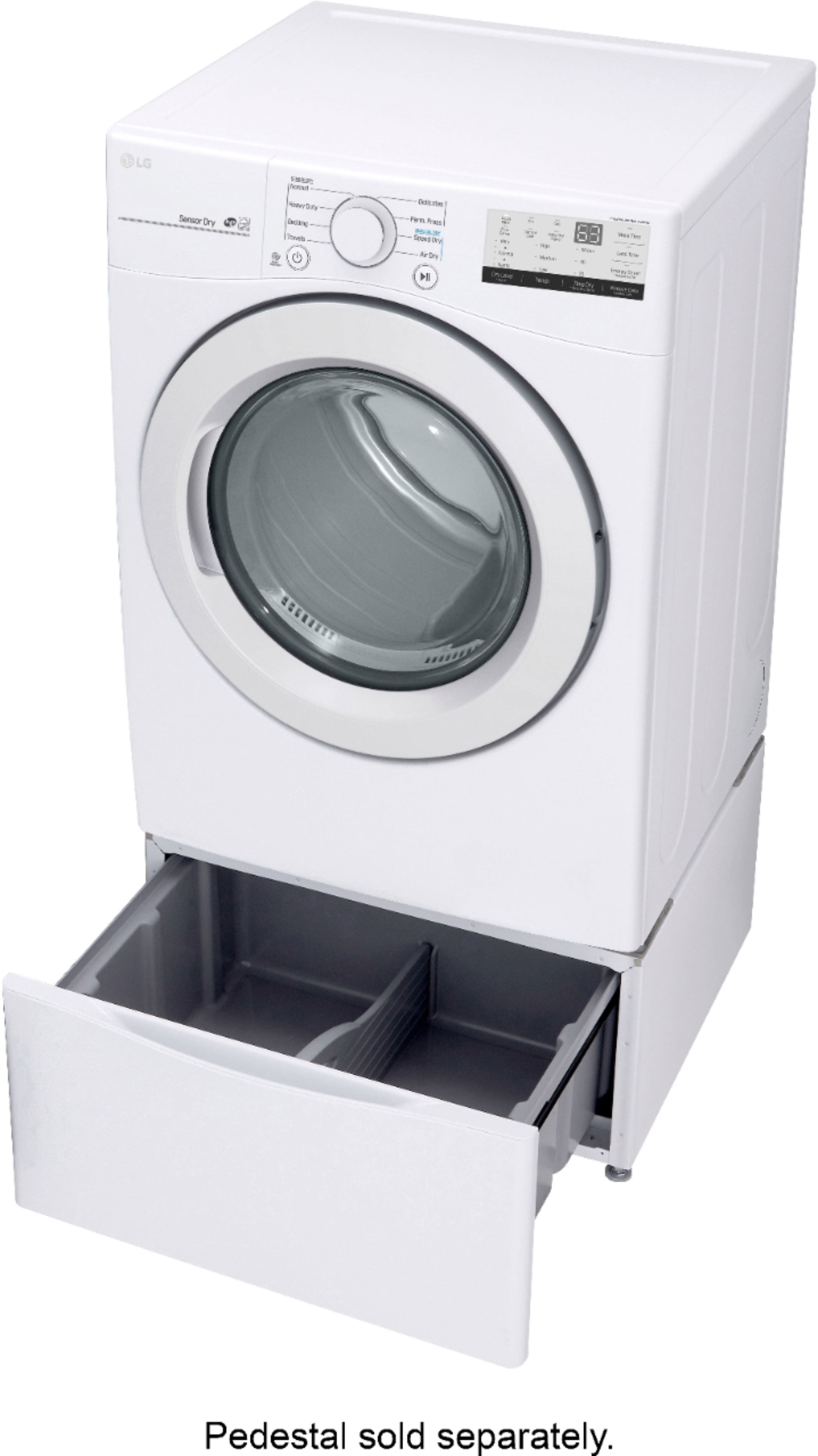 Alt View 18. LG - 7.4 Cu. Ft. Stackable Electric Dryer with FlowSense - White.