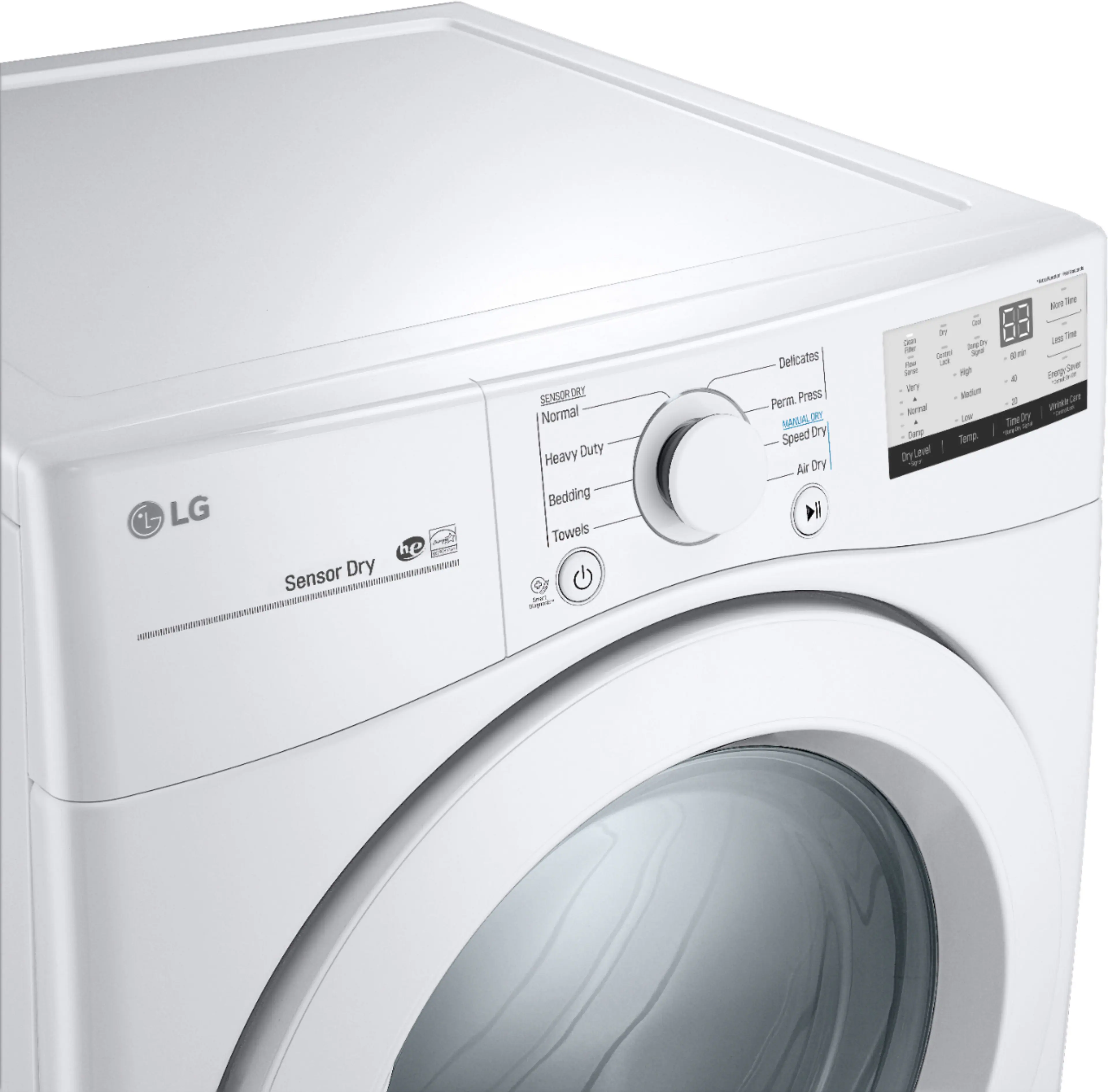 Alt View 11. LG - 7.4 Cu. Ft. Stackable Electric Dryer with FlowSense - White.