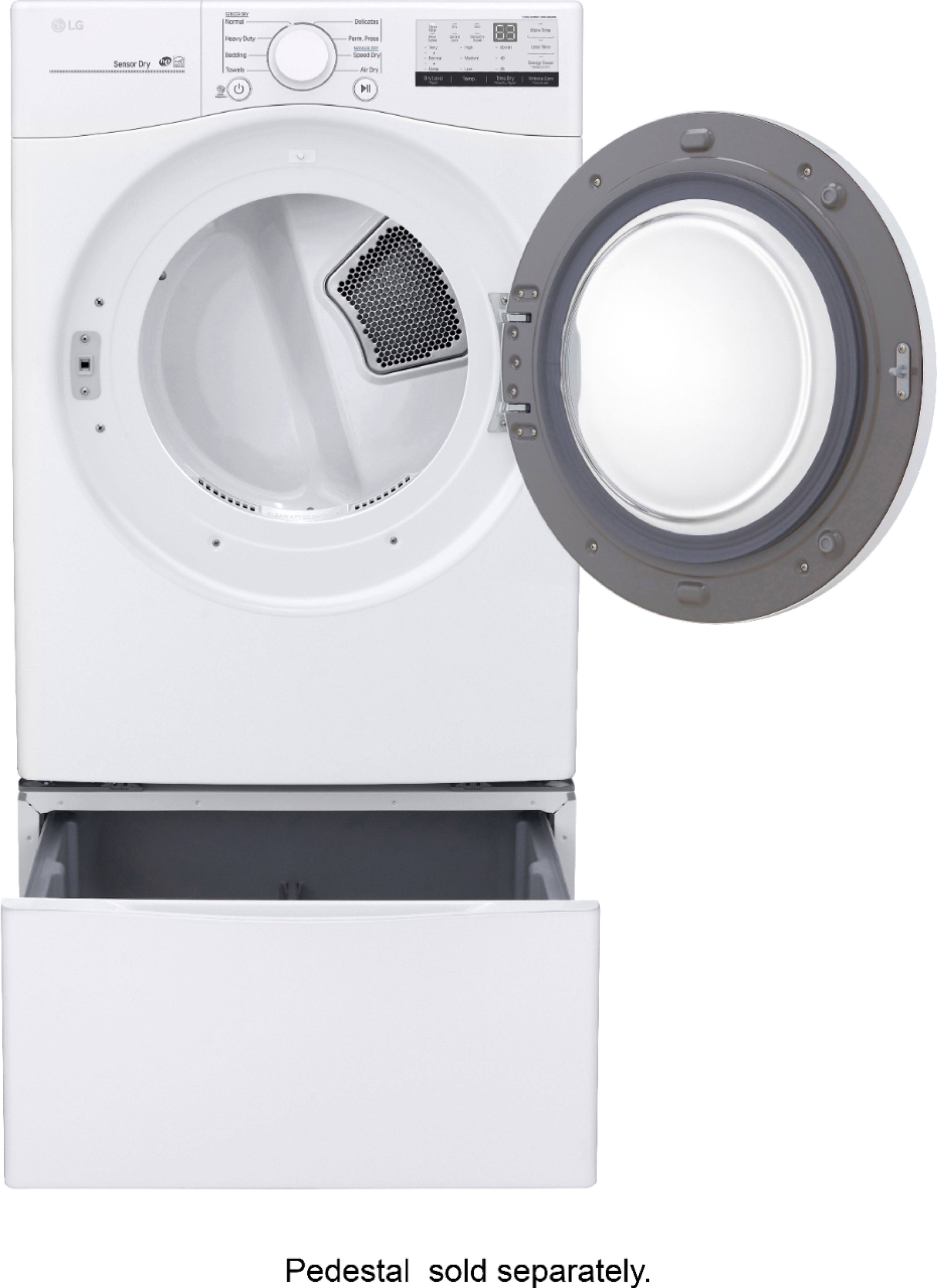 Alt View 13. LG - 7.4 Cu. Ft. Stackable Electric Dryer with FlowSense - White.