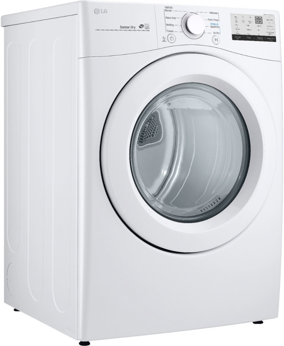 Zoom in on Angle Zoom. LG - 7.4 Cu. Ft. Stackable Gas Dryer with FlowSense™ - White.