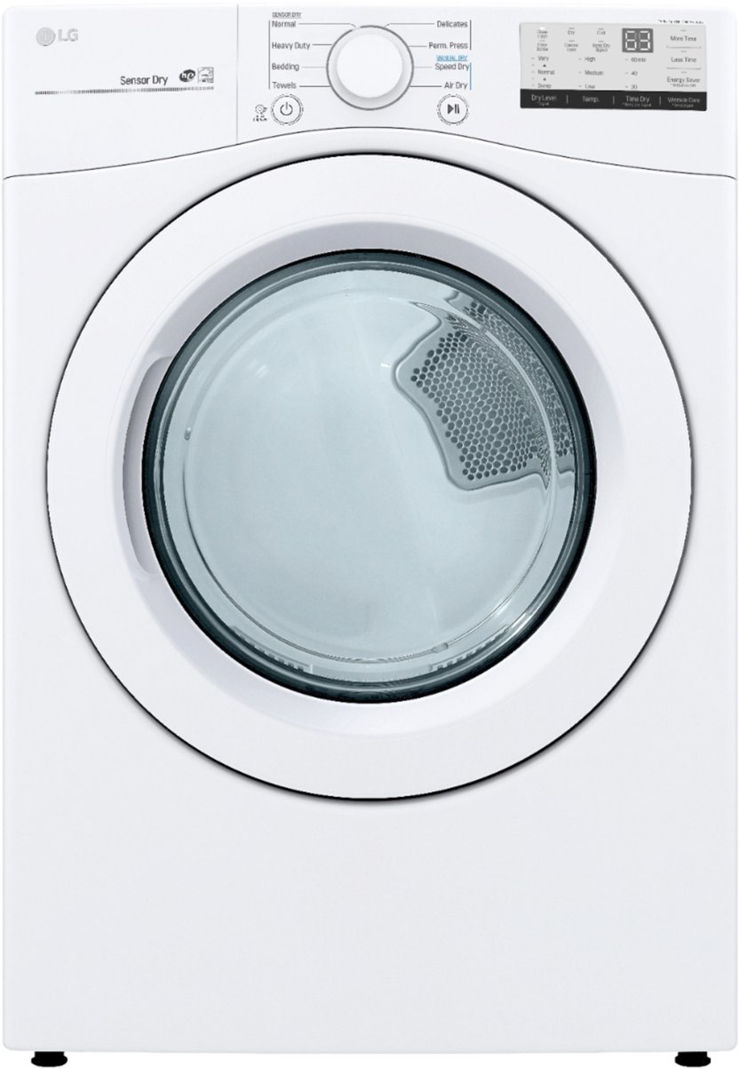 Zoom in on Front Zoom. LG - 7.4 Cu. Ft. Stackable Gas Dryer with FlowSense™ - White.