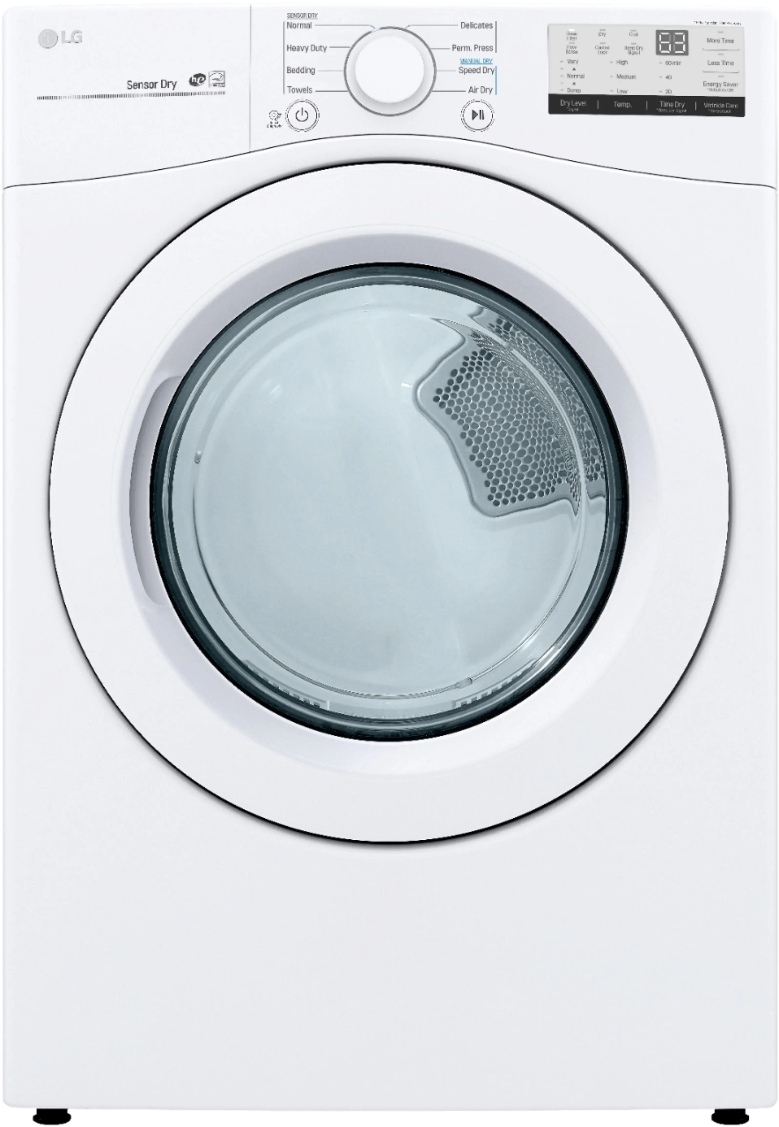 Front. LG - 7.4 Cu. Ft. Stackable Gas Dryer with FlowSense - White.