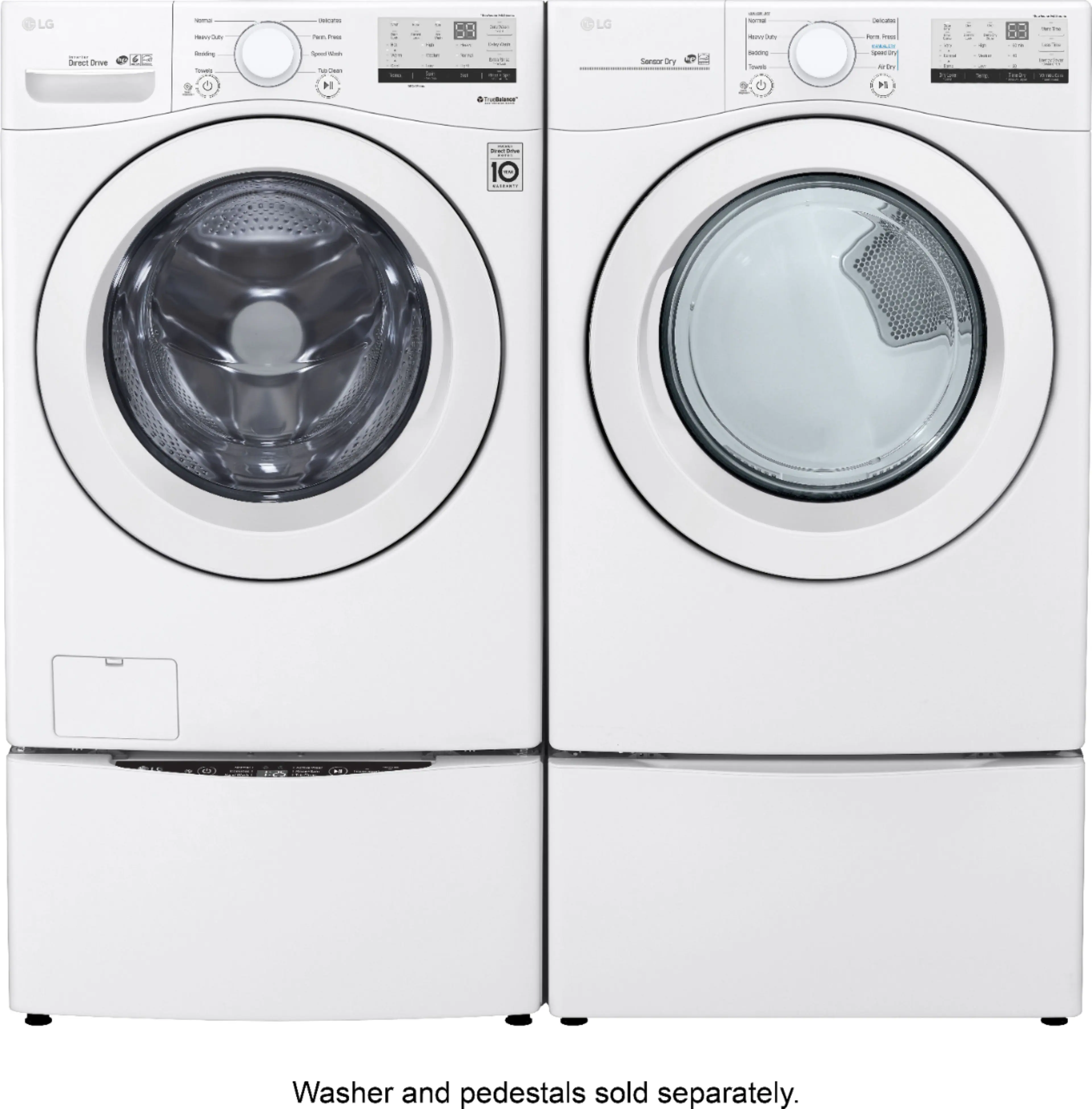 Alt View 19. LG - 7.4 Cu. Ft. Stackable Gas Dryer with FlowSense - White.