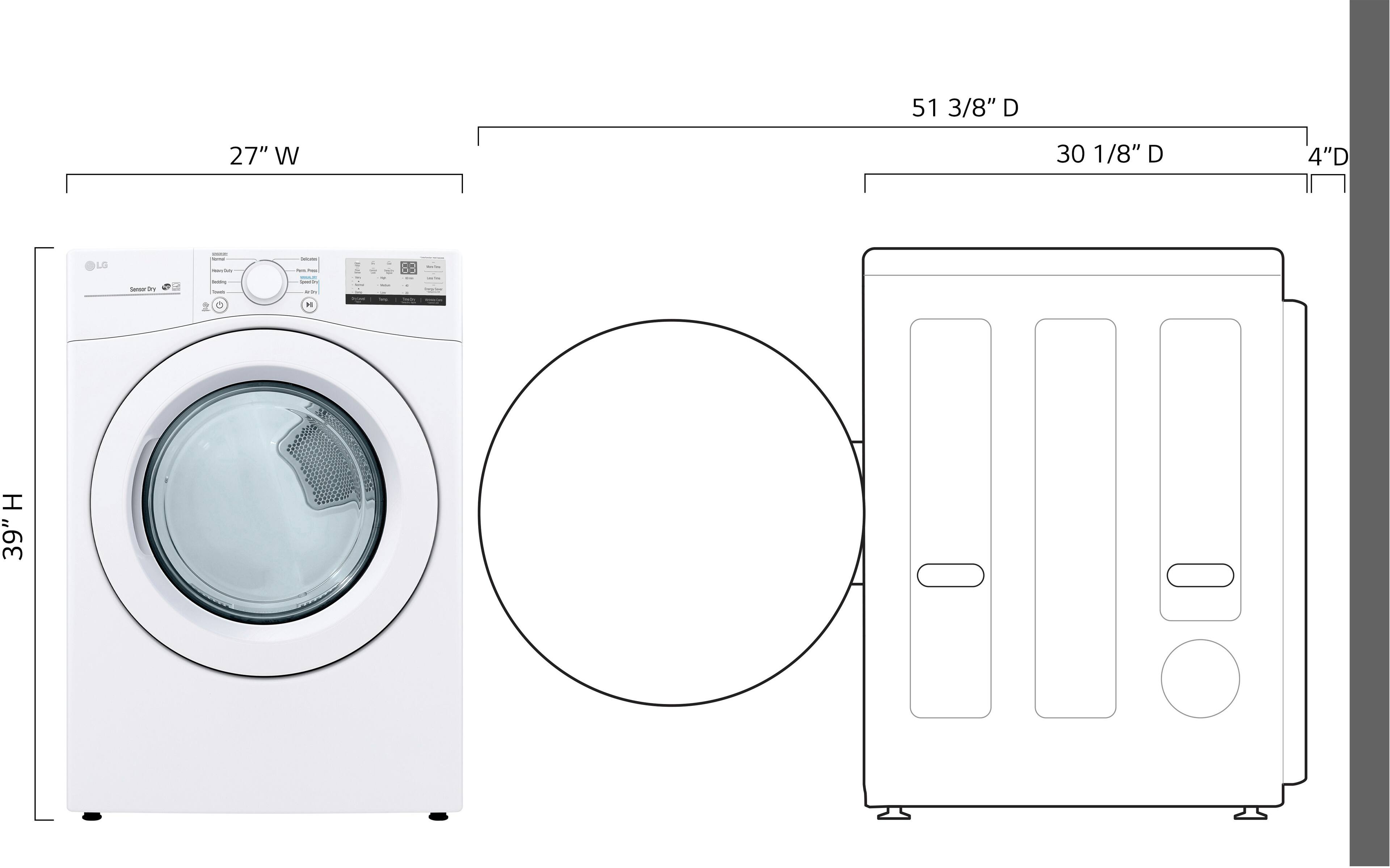 Left. LG - 7.4 Cu. Ft. Stackable Gas Dryer with FlowSense - White.