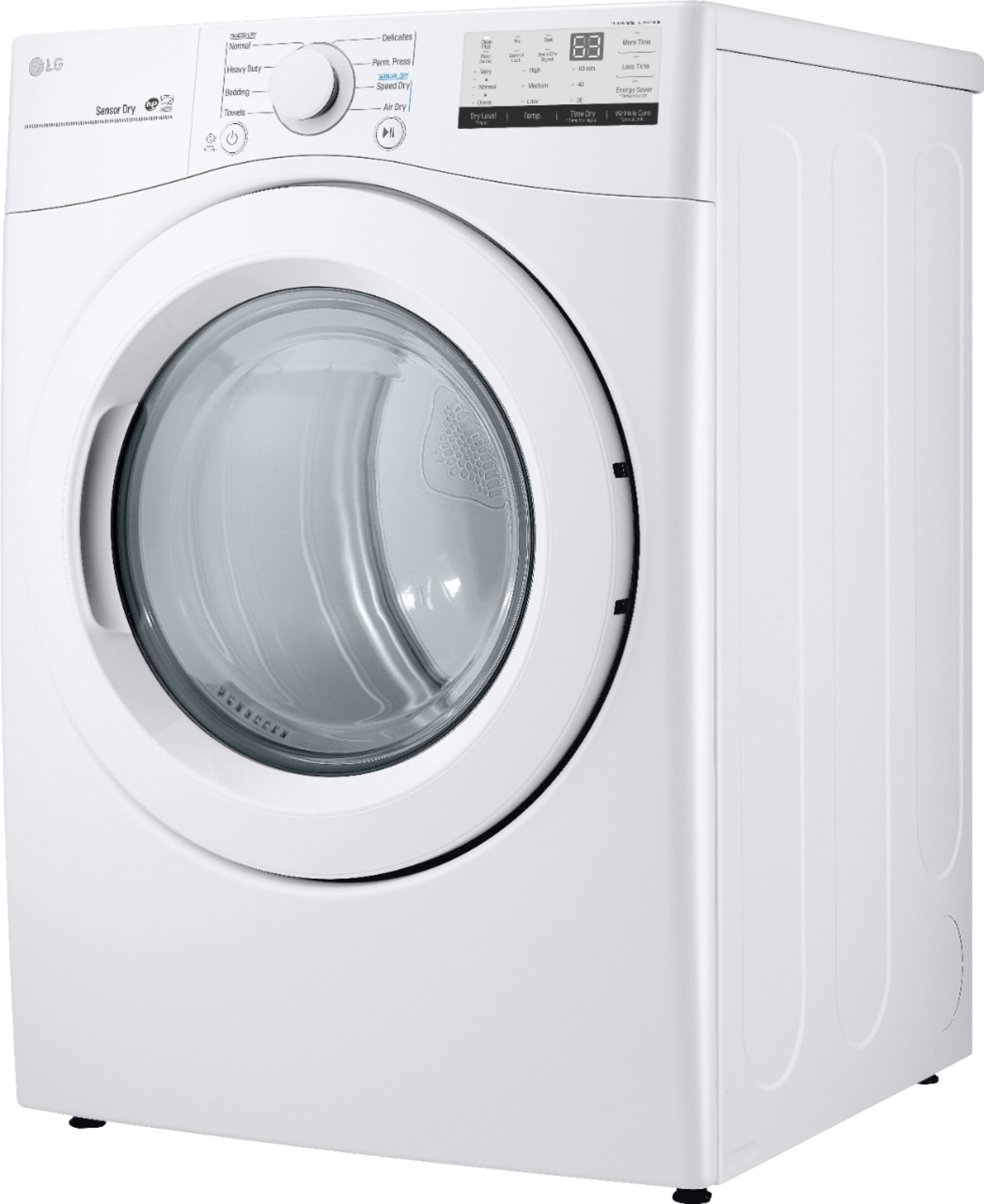 Alt View 3. LG - 7.4 Cu. Ft. Stackable Gas Dryer with FlowSense - White.