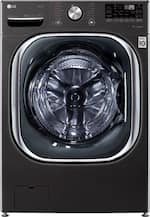 LG - 5.0 Cu. Ft. High Efficiency Stackable Smart Front-Load Washer with Steam and Built In Intelligence - Black Steel - Front_Standard