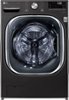 LG - 5.0 Cu. Ft. High-Efficiency Stackable Smart Front Load Washer with Steam and Built-In Intelligence - Black steel