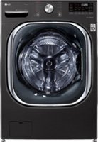 LG - 5.0 Cu. Ft. High Efficiency Stackable Smart Front-Load Washer with Steam and Built In  Intelligence - Black steel - Front_Zoom