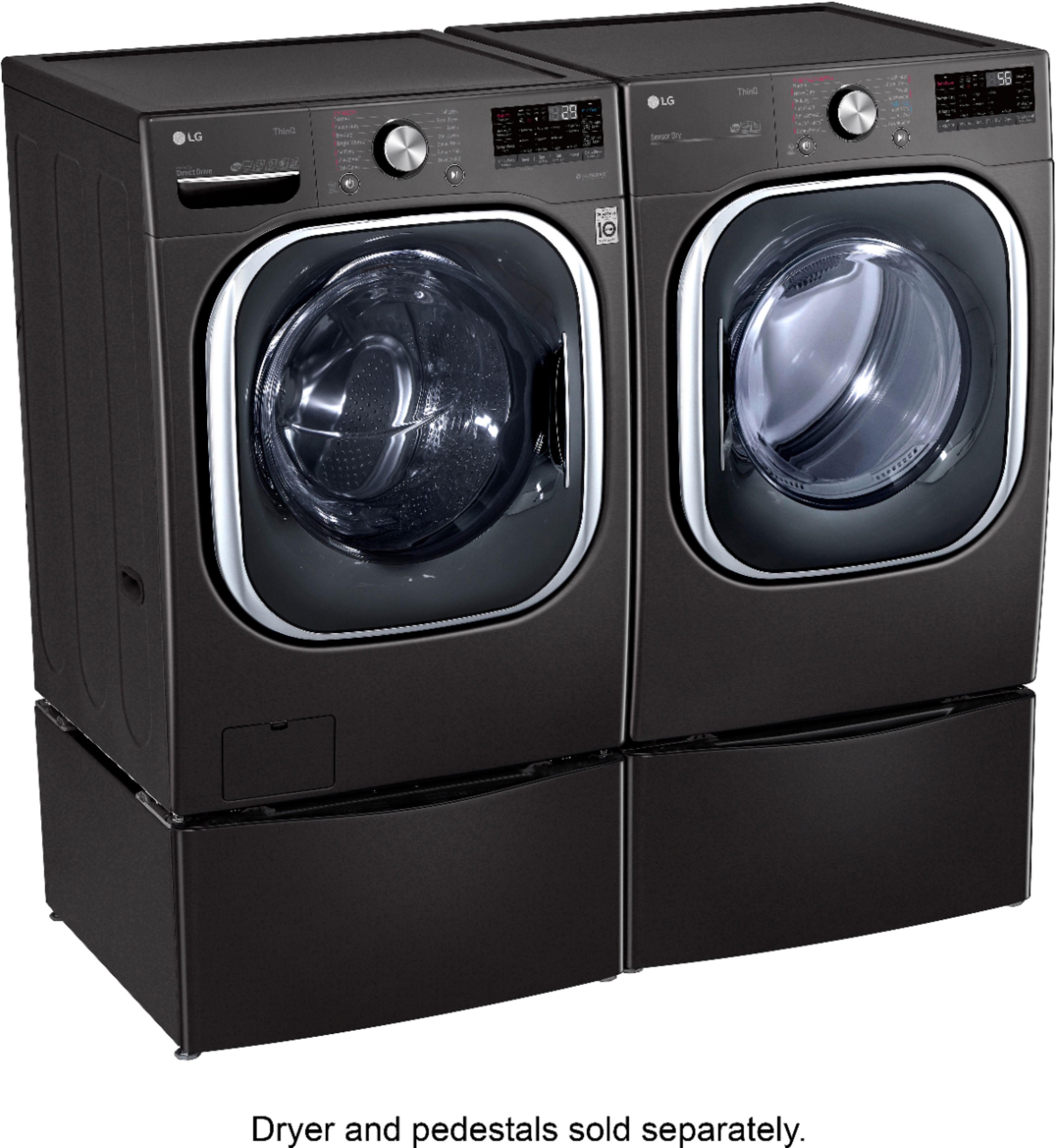 LG 5.0 Cu. Ft. High-Efficiency Stackable Smart Front Load Washer with Steam  and Built-In Intelligence Black Steel WM4500HBA - Best Buy