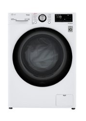 LG - 2.4 Cu. Ft. High-Efficiency Smart Front Load Washer and Electric Dryer Combo with Steam and Sensor Dry - White - Front_Zoom
