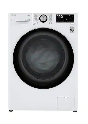 Front. LG - 2.4 Cu. Ft. High-Efficiency Smart Front Load Washer and Electric Dryer Combo with Steam and Sensor Dry - White.