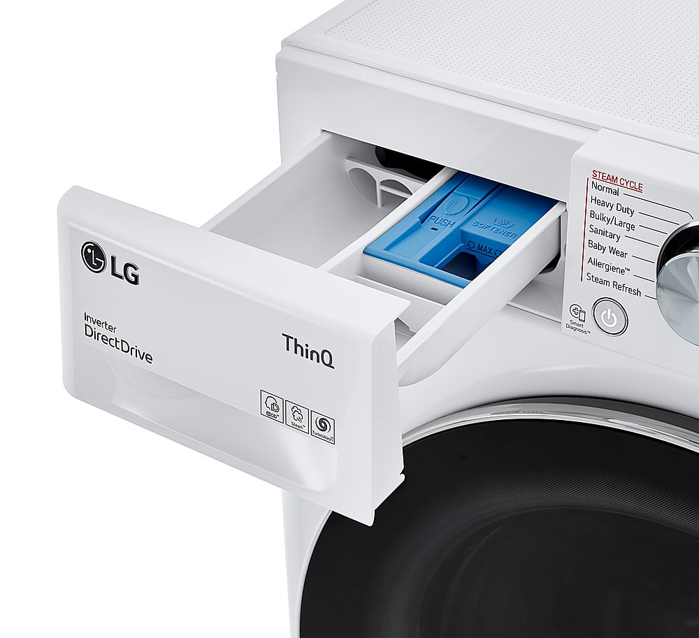 Alt View 14. LG - 2.4 Cu. Ft. High-Efficiency Smart Front Load Washer and Electric Dryer Combo with Steam and Sensor Dry - White.