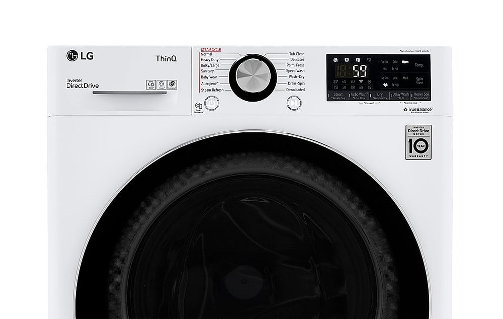 Alt View 15. LG - 2.4 Cu. Ft. High-Efficiency Smart Front Load Washer and Electric Dryer Combo with Steam and Sensor Dry - White.