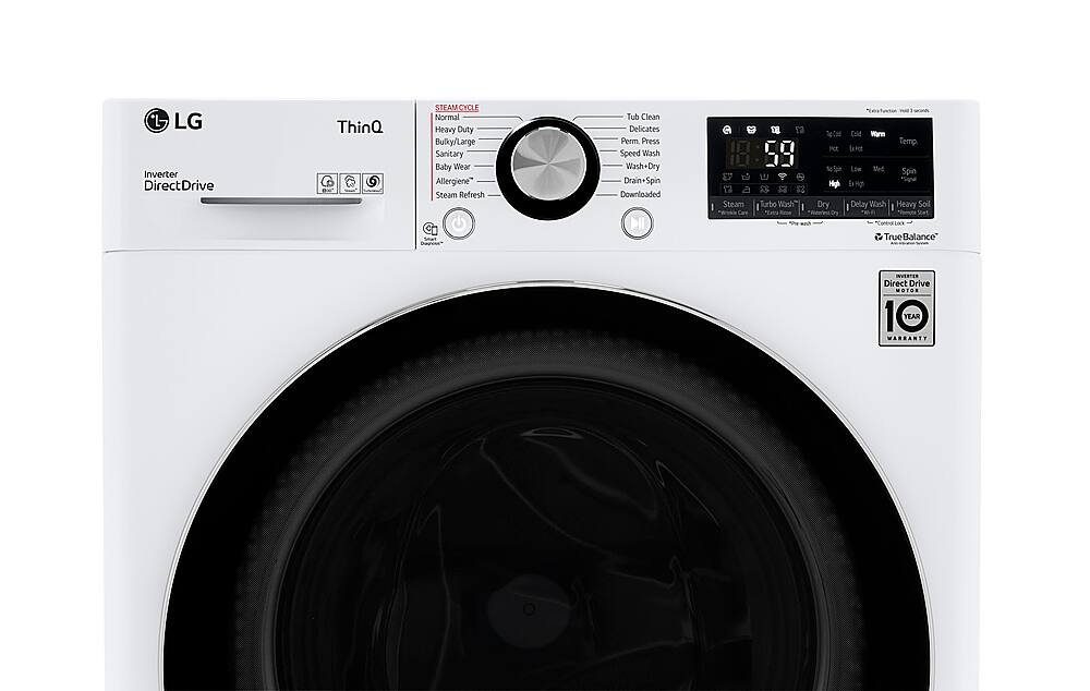 Alt View 15. LG - 2.4 Cu. Ft. High-Efficiency Smart Front Load Washer and Electric Dryer Combo with Steam and Sensor Dry - White.