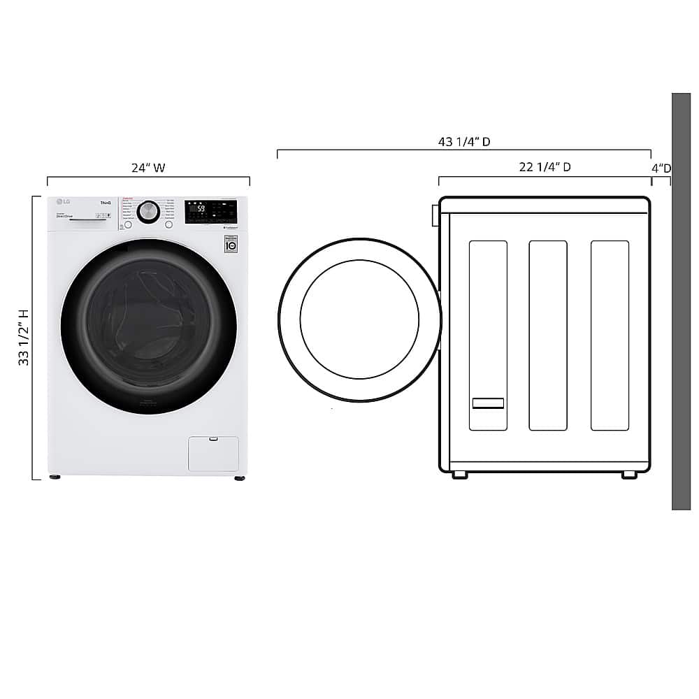 Left. LG - 2.4 Cu. Ft. High-Efficiency Smart Front Load Washer and Electric Dryer Combo with Steam and Sensor Dry - White.