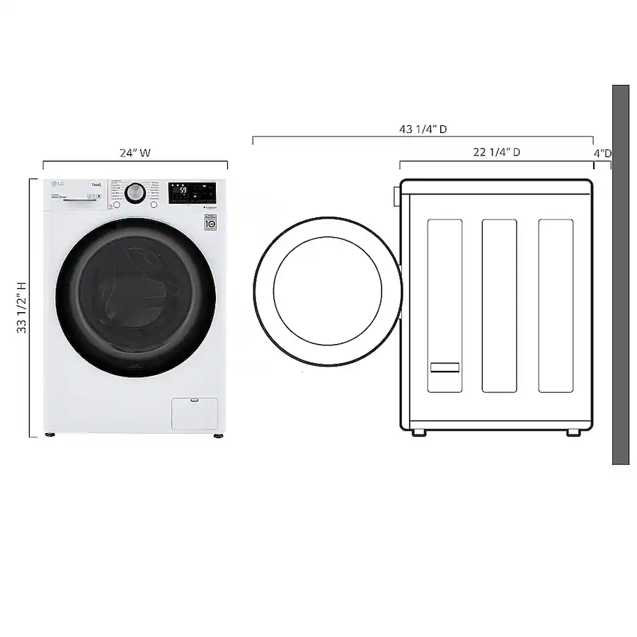 LG 2.4 Cu. Ft. High Efficiency Smart Front Load Washer and Electric ...