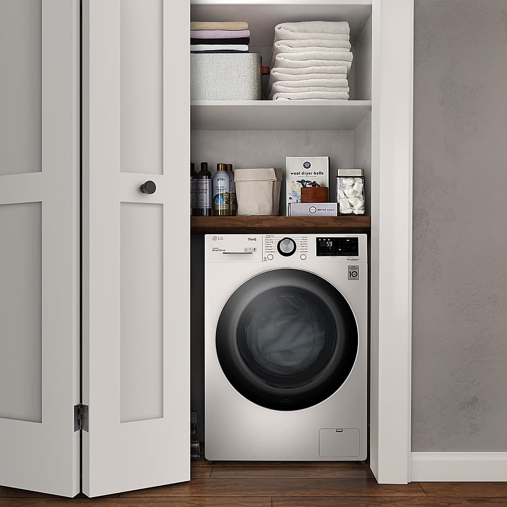 Alt View 18. LG - 2.4 Cu. Ft. High-Efficiency Smart Front Load Washer and Electric Dryer Combo with Steam and Sensor Dry - White.