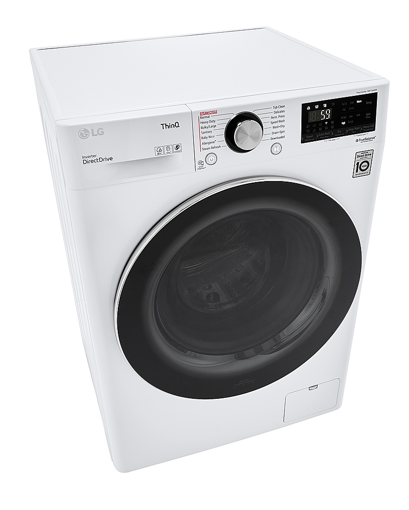 Left View: Whirlpool - 2.8 Cu. Ft. High Efficiency Smart Front Load Washer and Electric Dryer Combo with Load & Go Plus Dispenser - Cashmere