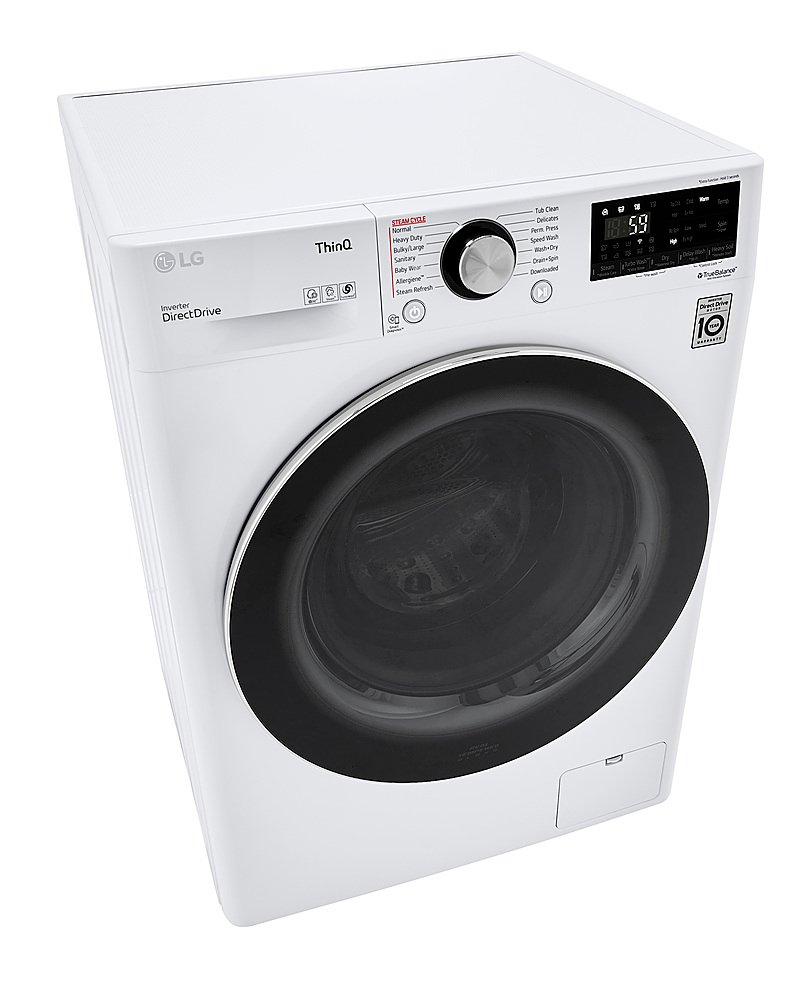 Zoom in on Left Zoom. LG - 2.4 Cu. Ft. High-Efficiency Smart Front Load Washer and Electric Dryer Combo with Steam and Sensor Dry - White.