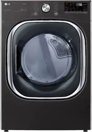 Front. LG - 7.4 Cu. Ft. Stackable Smart Electric Dryer with Steam and Built-In Intelligence - Black Steel.