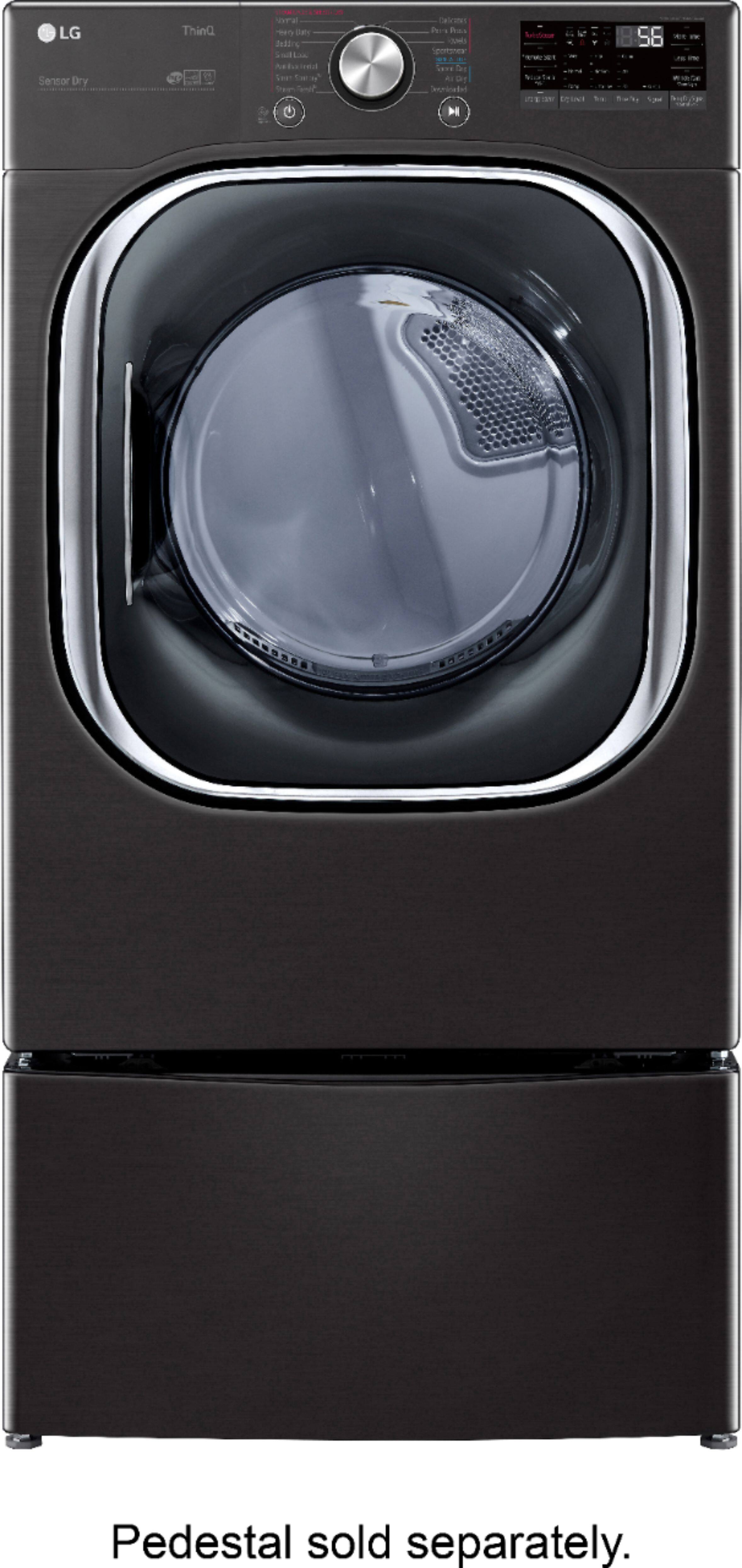 Alt View 14. LG - 7.4 Cu. Ft. Stackable Smart Electric Dryer with Steam and Built-In Intelligence - Black Steel.