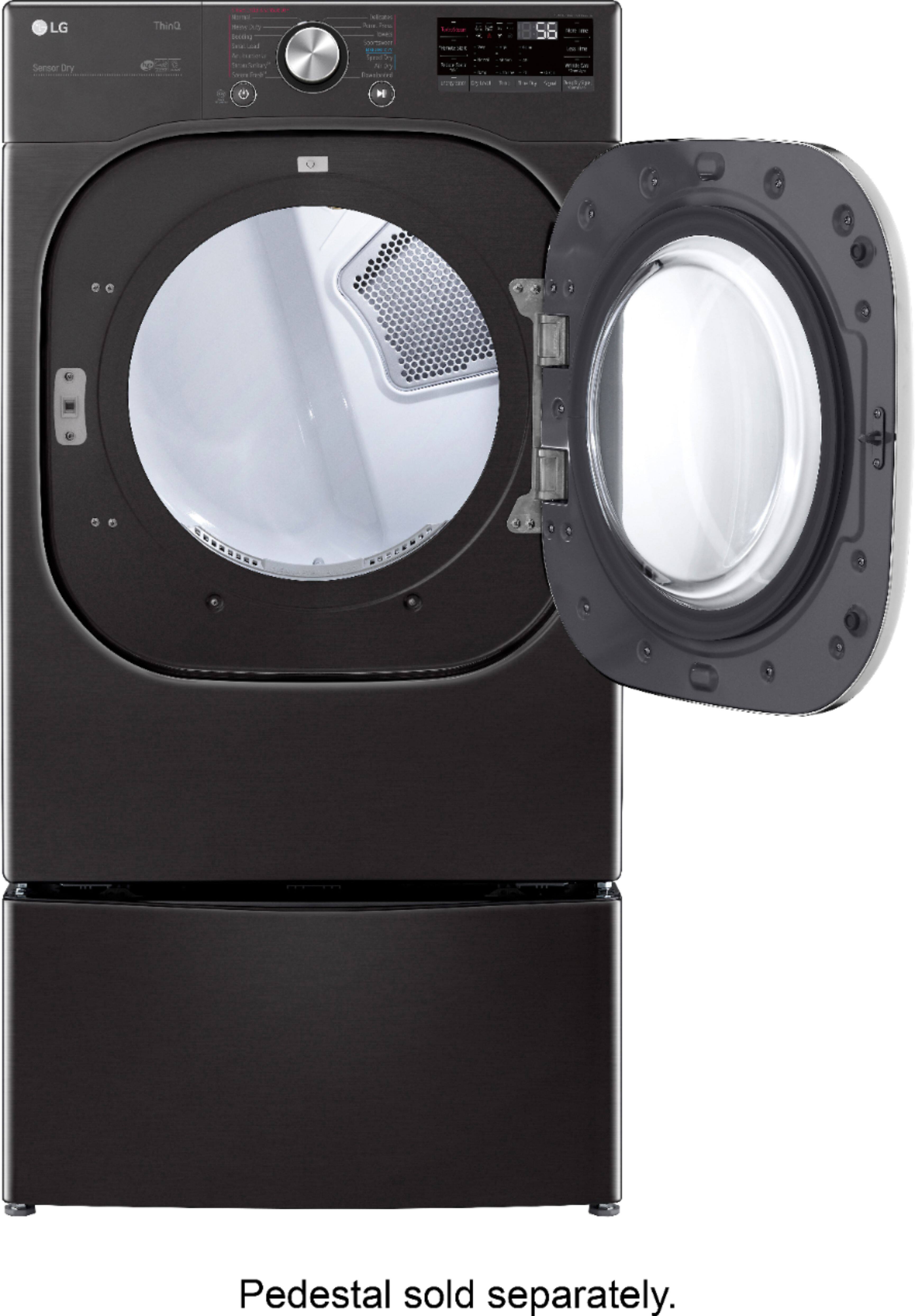 Alt View 16. LG - 7.4 Cu. Ft. Stackable Smart Electric Dryer with Steam and Built-In Intelligence - Black Steel.