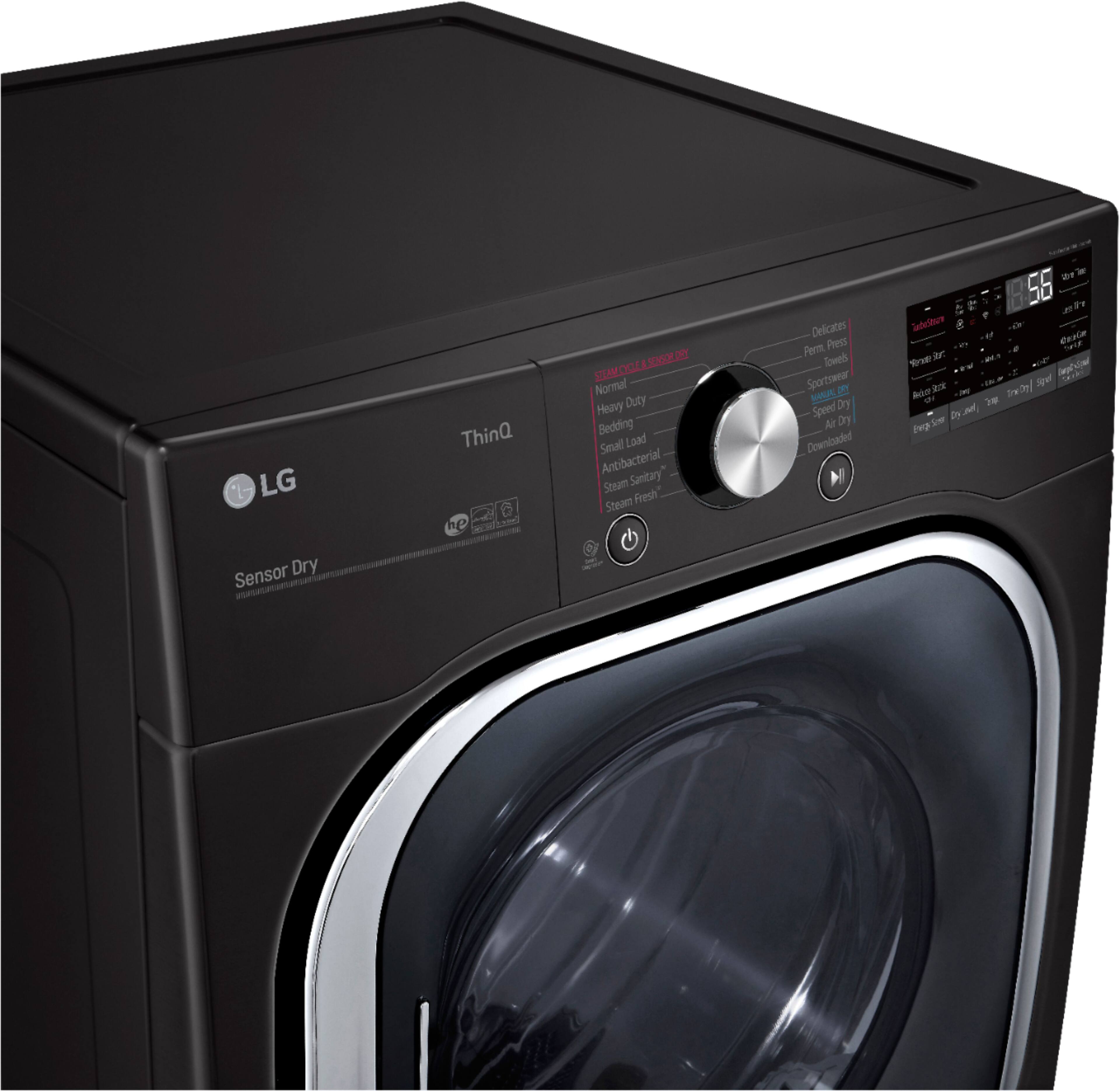 Alt View 1. LG - 7.4 Cu. Ft. Stackable Smart Electric Dryer with Steam and Built-In Intelligence - Black Steel.