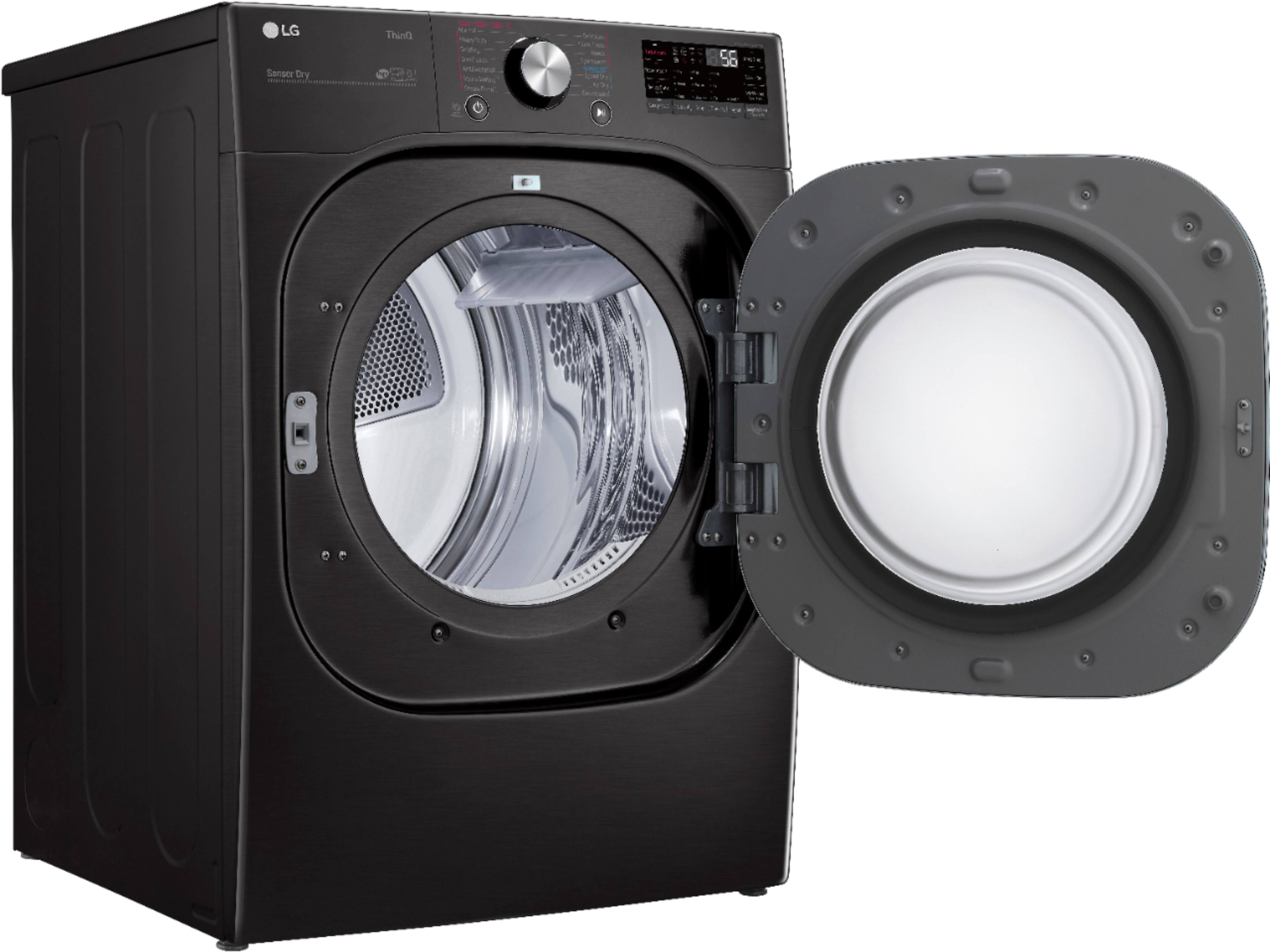 Alt View 2. LG - 7.4 Cu. Ft. Stackable Smart Electric Dryer with Steam and Built-In Intelligence - Black Steel.