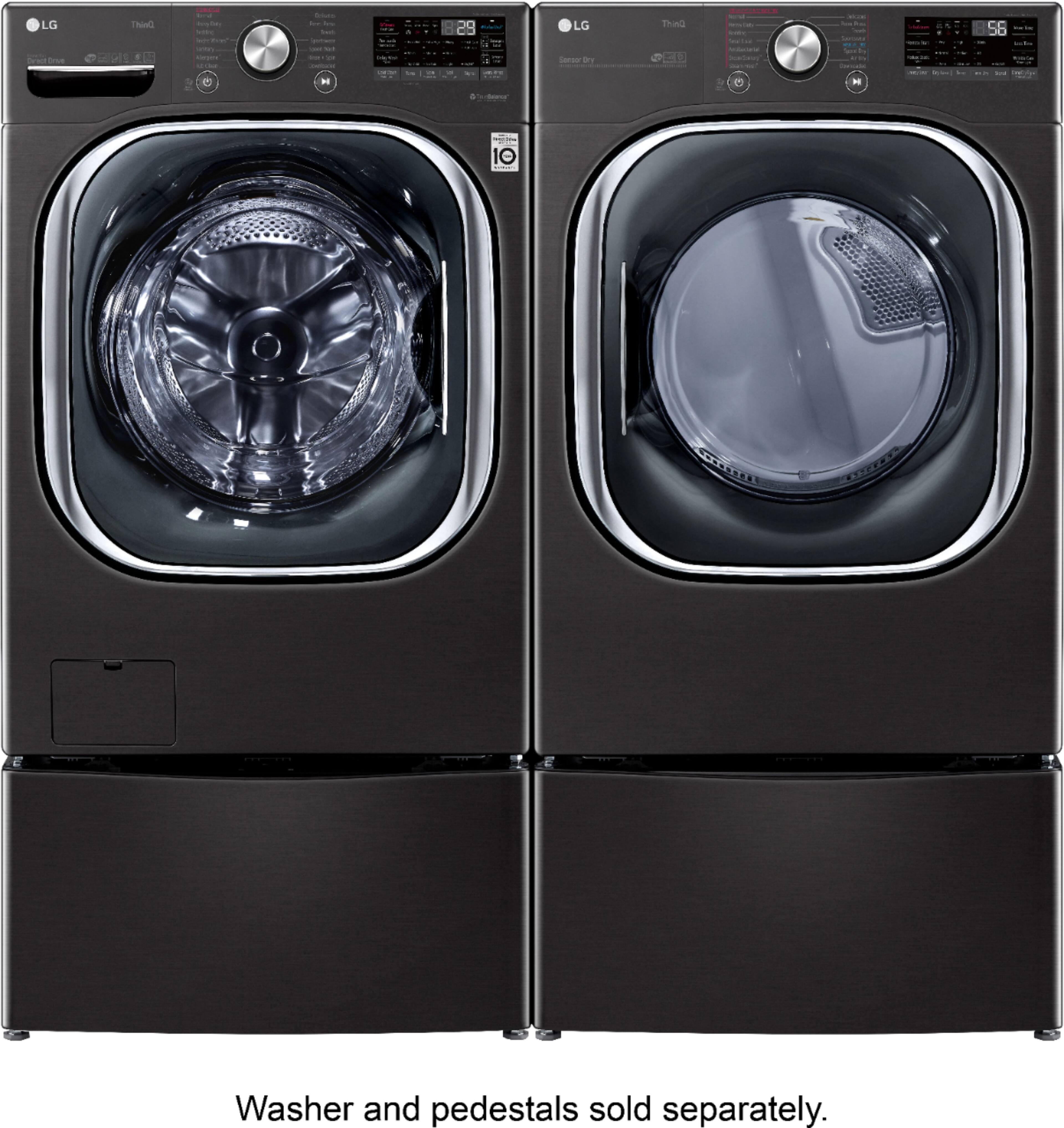 Alt View 35. LG - 7.4 Cu. Ft. Stackable Smart Electric Dryer with Steam and Built-In Intelligence - Black Steel.