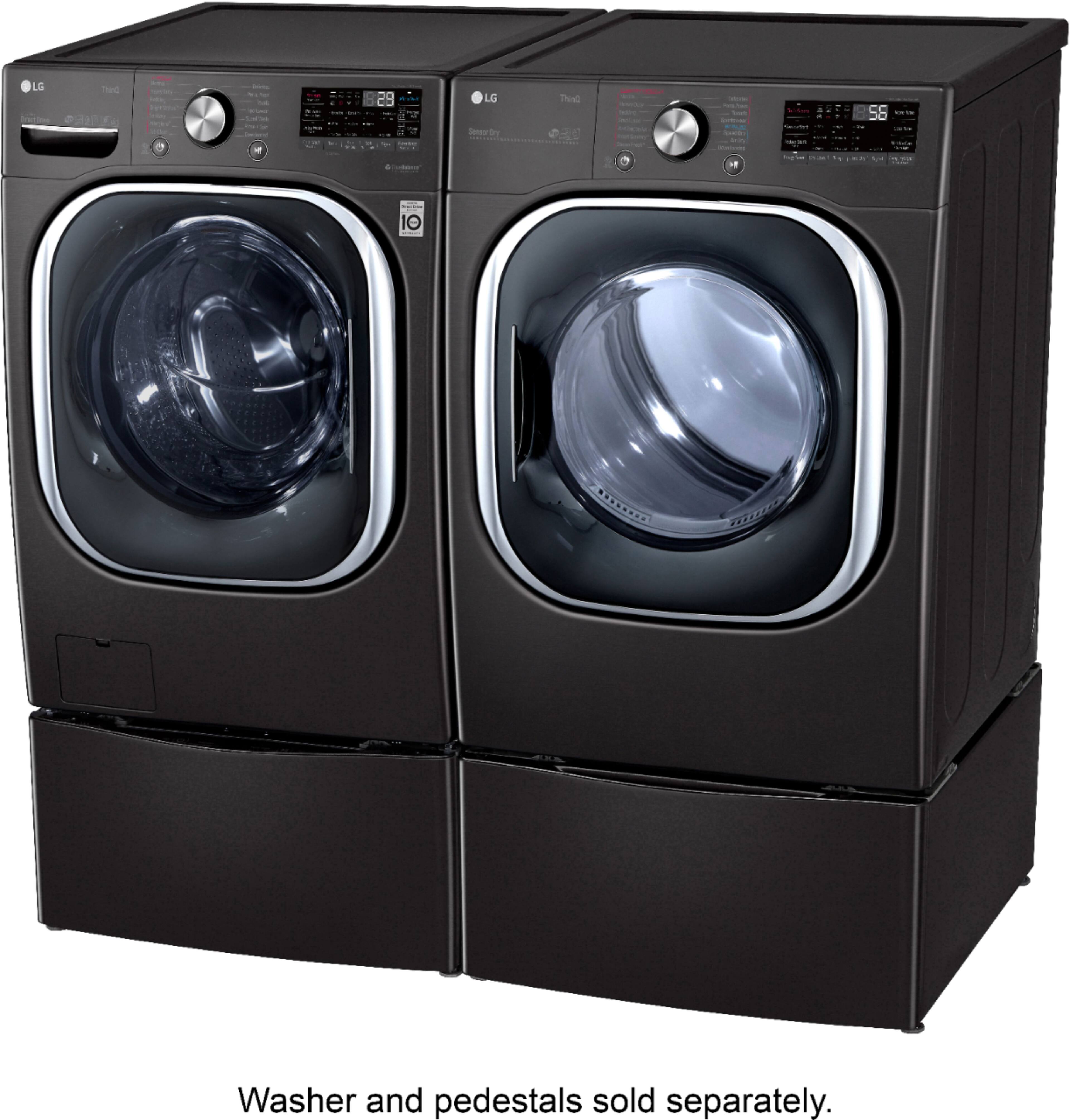 Alt View 37. LG - 7.4 Cu. Ft. Stackable Smart Electric Dryer with Steam and Built-In Intelligence - Black Steel.