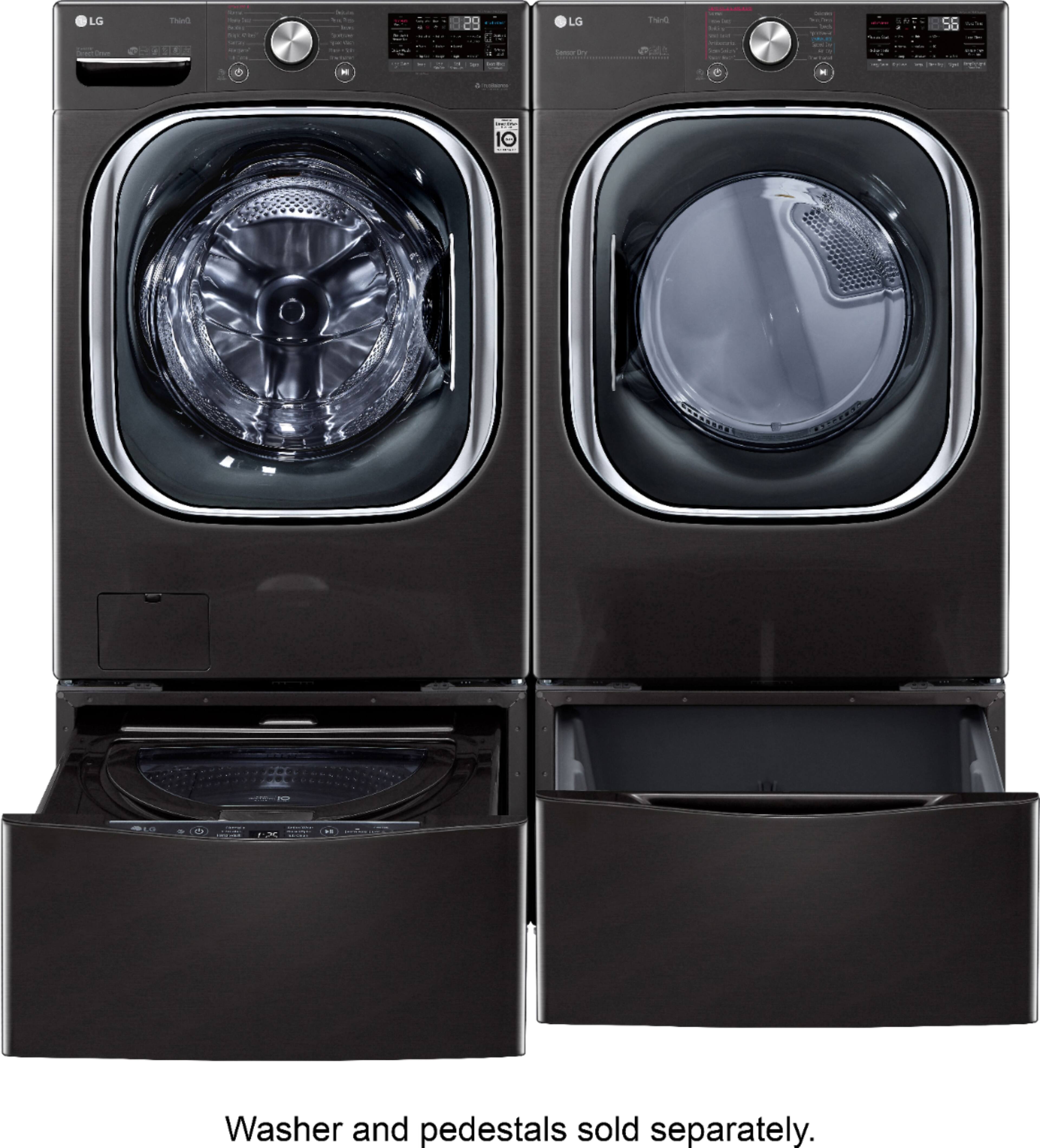 Alt View 38. LG - 7.4 Cu. Ft. Stackable Smart Electric Dryer with Steam and Built-In Intelligence - Black Steel.