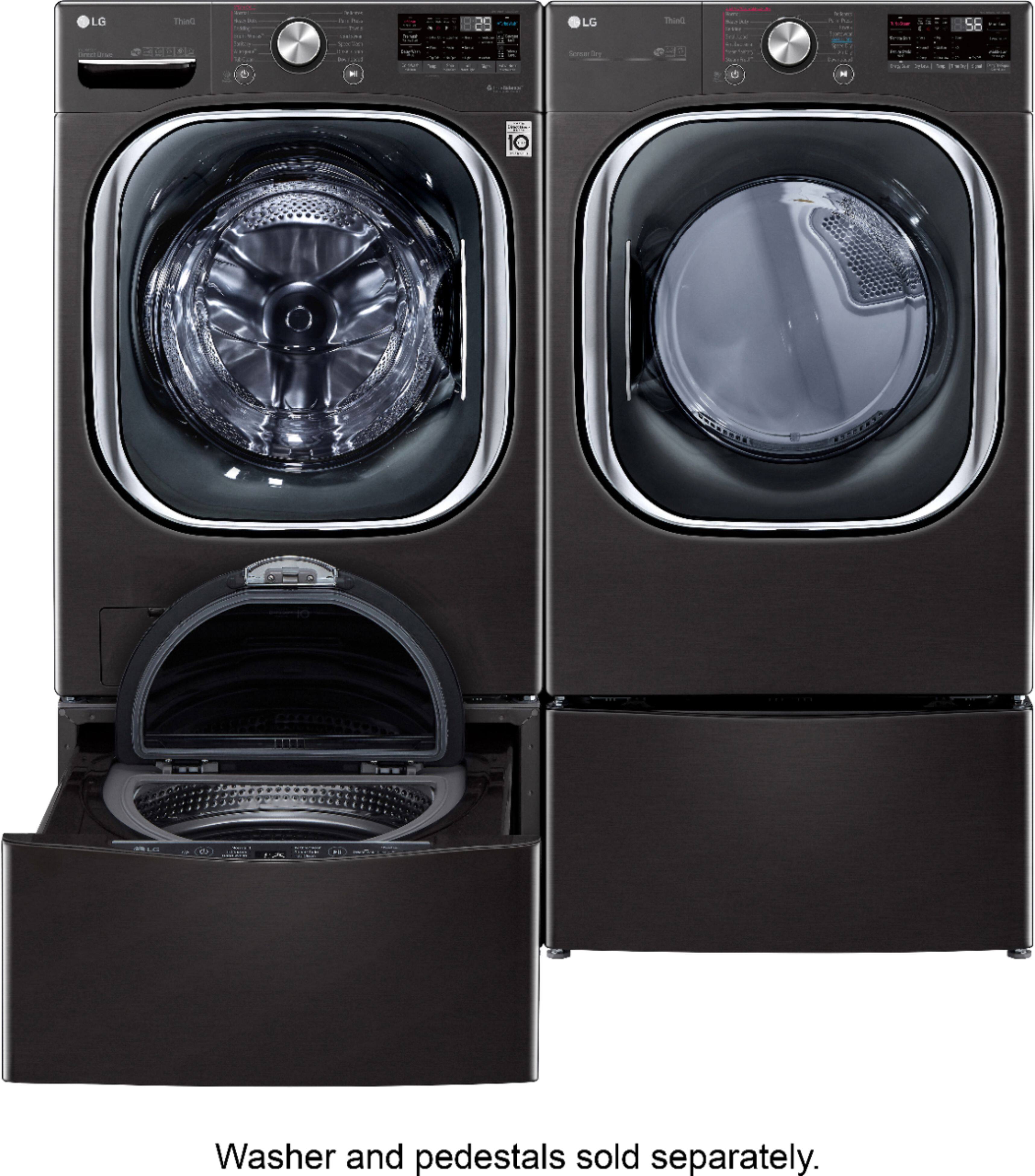 Alt View 39. LG - 7.4 Cu. Ft. Stackable Smart Electric Dryer with Steam and Built-In Intelligence - Black Steel.
