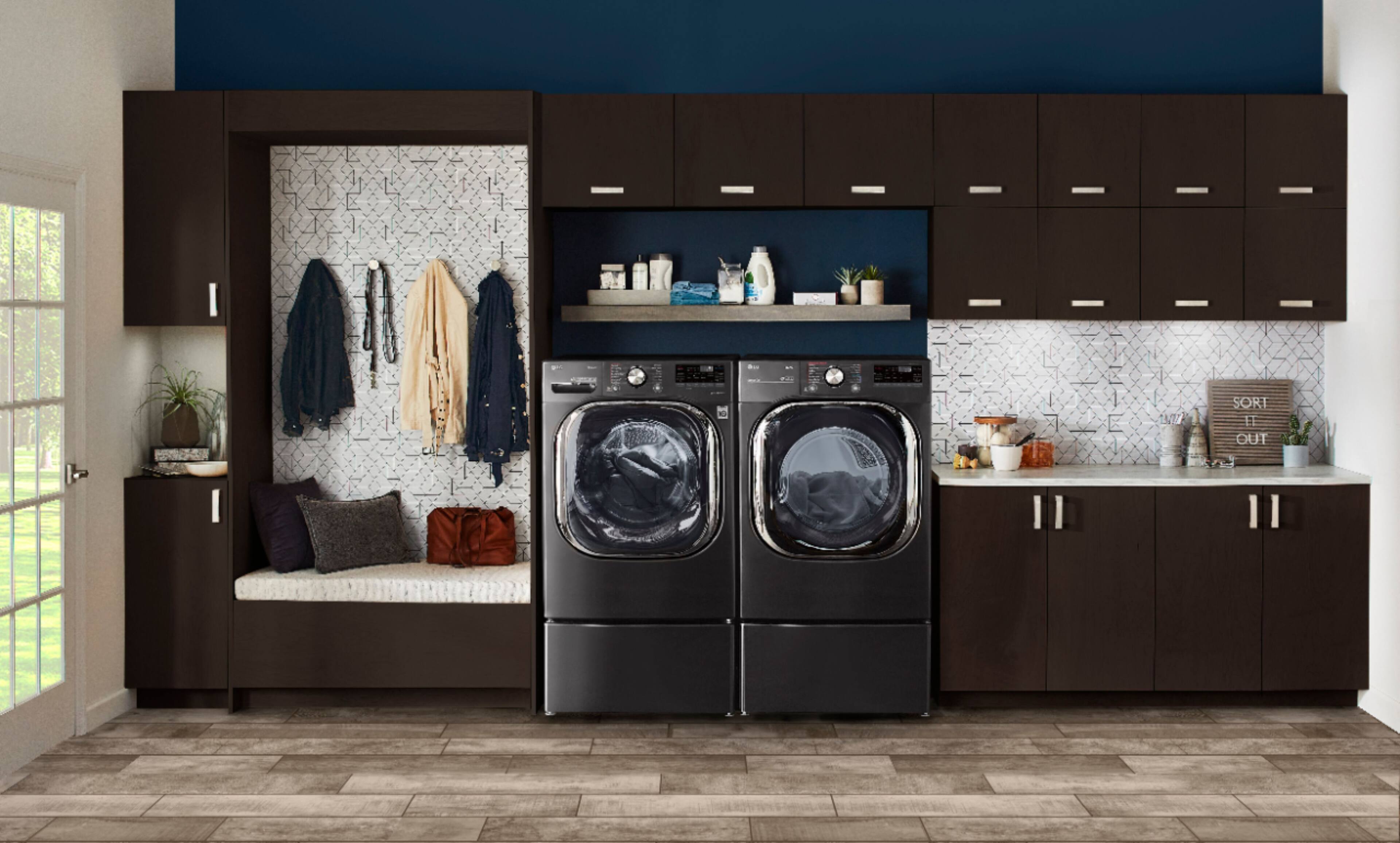 Alt View 40. LG - 7.4 Cu. Ft. Stackable Smart Electric Dryer with Steam and Built-In Intelligence - Black Steel.