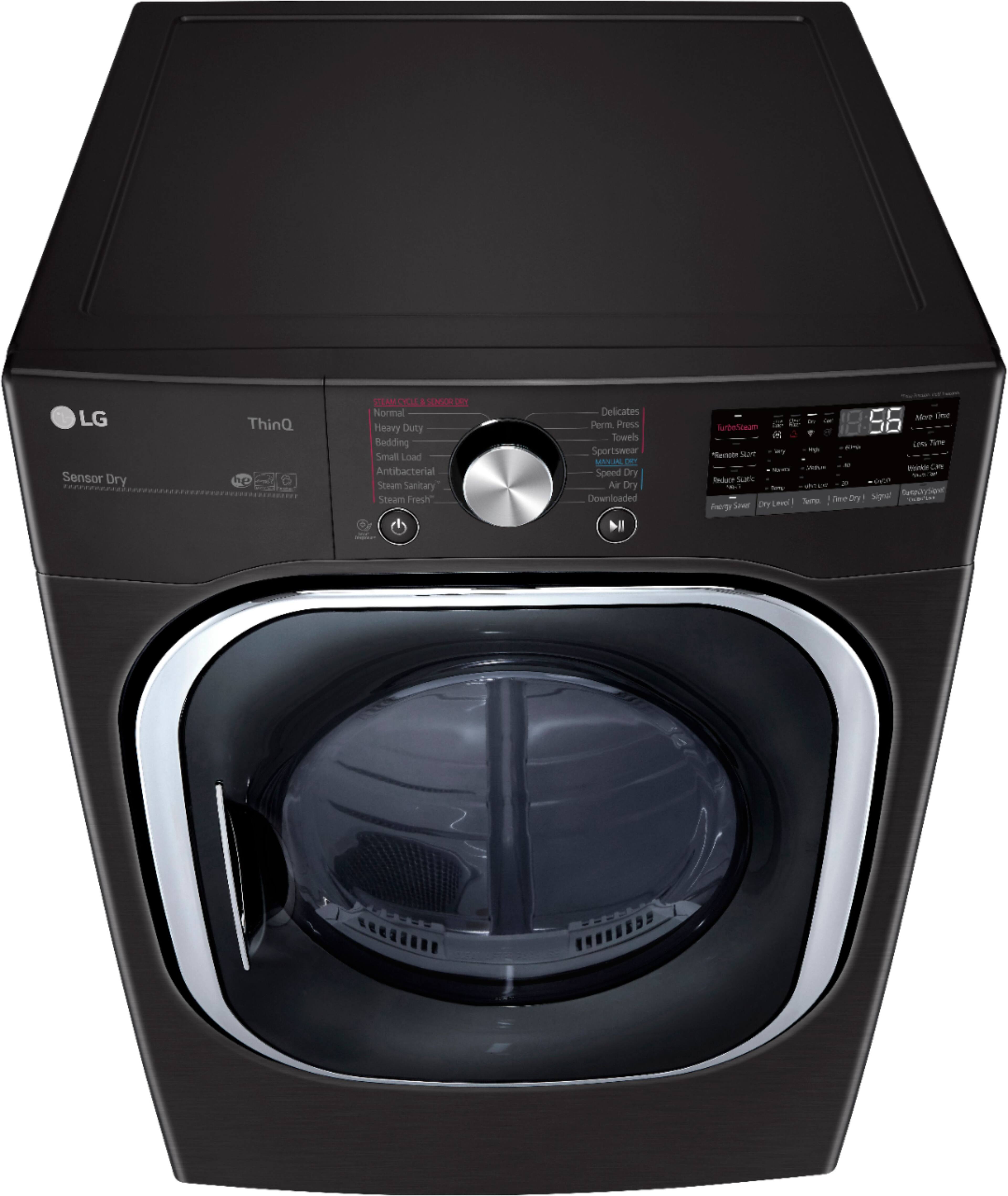Alt View 6. LG - 7.4 Cu. Ft. Stackable Smart Electric Dryer with Steam and Built-In Intelligence - Black Steel.